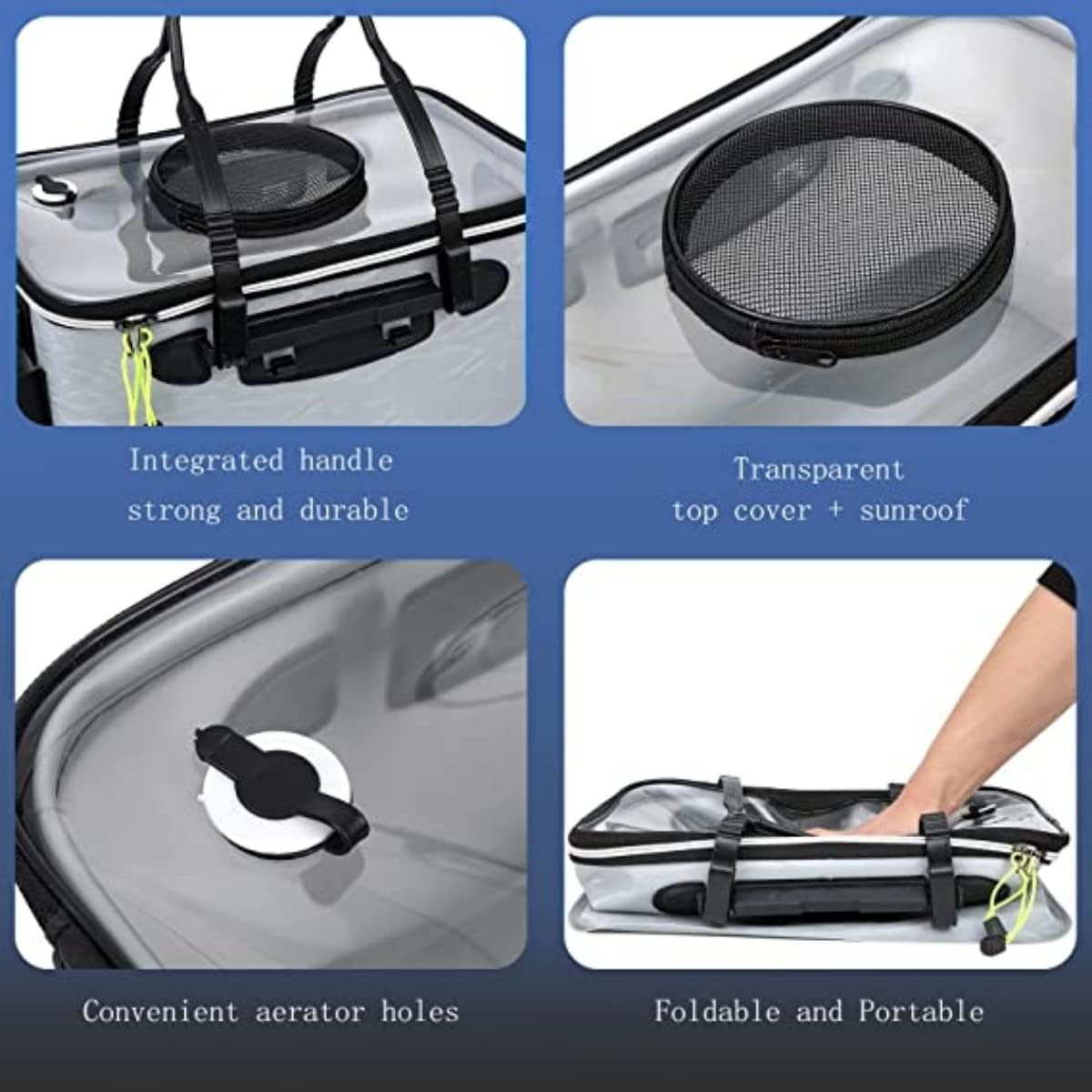 YAOYAOLING Portable Foldable Fishing Bucket,Fishing Bucke,Foldable Fish Bucket. Blue/Grey (Grey) image number 1