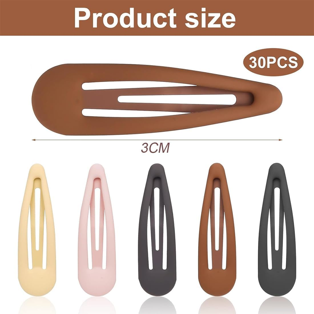 Pack of 30 Hair Clips, 3 Cm Hair Clips Girls, Barrette Hair Clips, Hair Clips for Girls, Hair Clips Metal, Hair Clips Children (Multi-Colour) image number 3