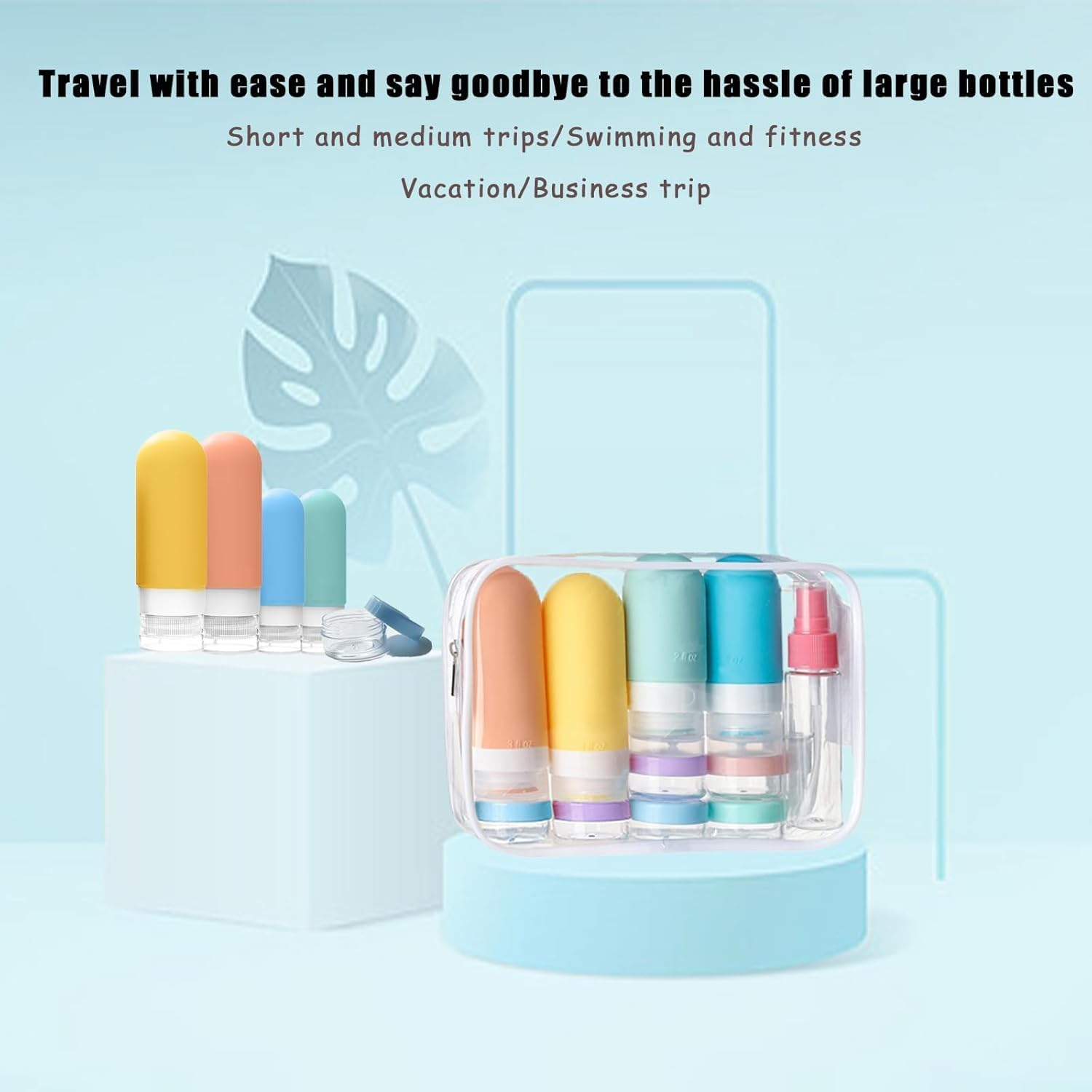 Fabulle 16 Pack Travel Bottles Set - Silicone Squeezable Containers for Toiletries, Conditioner, Shampoo, Lotion & Body Wash Accessories, 3Oz and 2Oz Travel Size Essentials (16 Pcs) image number 2