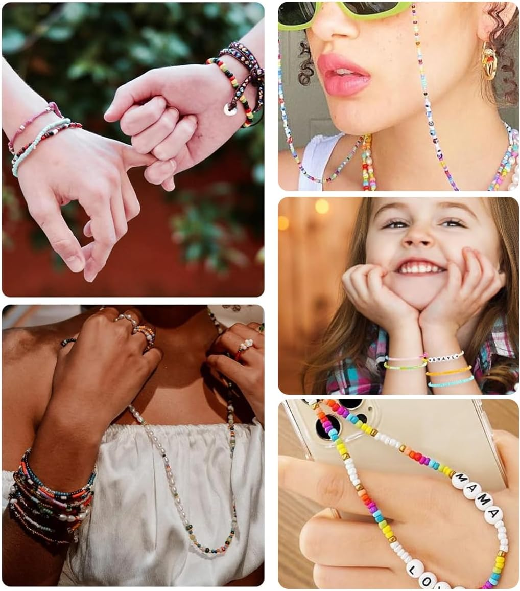 ANSHINE 13200PCS 3Mm Glass Seed Beads Kit,24 Colors with Letter Bead for Friendship Bracelet Jewelry Making image number 2