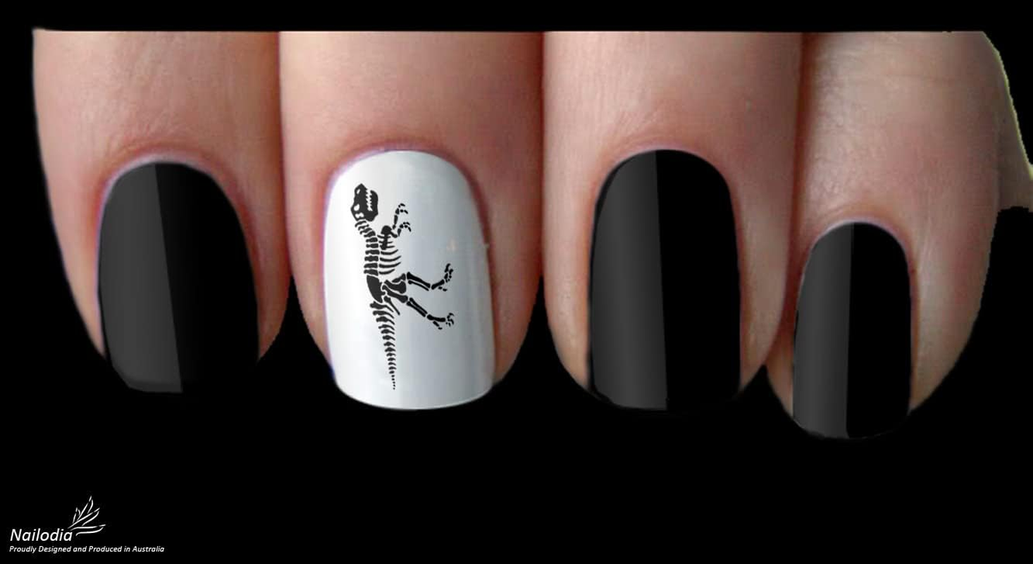 Dinosaur T-Rex Skeleton Nail Art Decal Sticker image number 5