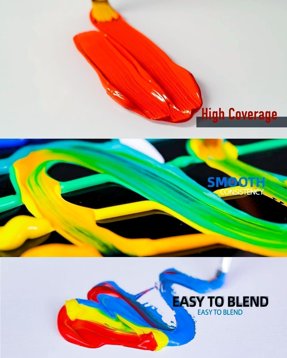 Fantastory Oster Acrylfarben Set 24X 60Ml,12 Pinsel;Exzellente Deckkraft,Hohe Lichtechtheit,Wasserfest Acrylic Paint;F&uuml;r Leinwand,Holz,Keramik,Modelle;K&uuml;nstler,Profis,Anf&auml;nger[Professionelle Serie image number 6