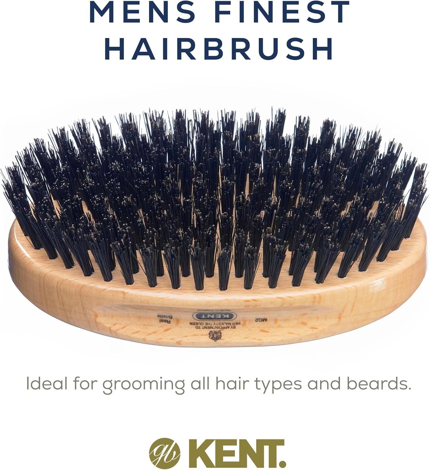 Kent Oval Beechwood Pure Bristle Hair Brush, Black image number 5