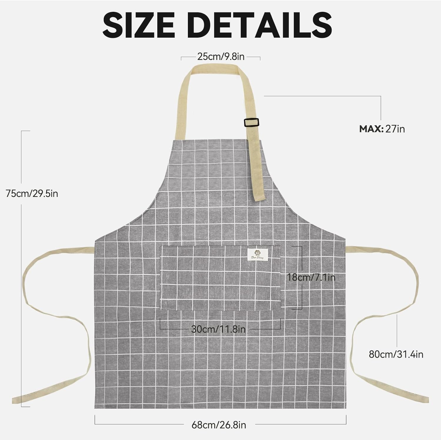 Riqiaqia 2Pack Aprons for Women Men with Pockets image number 5