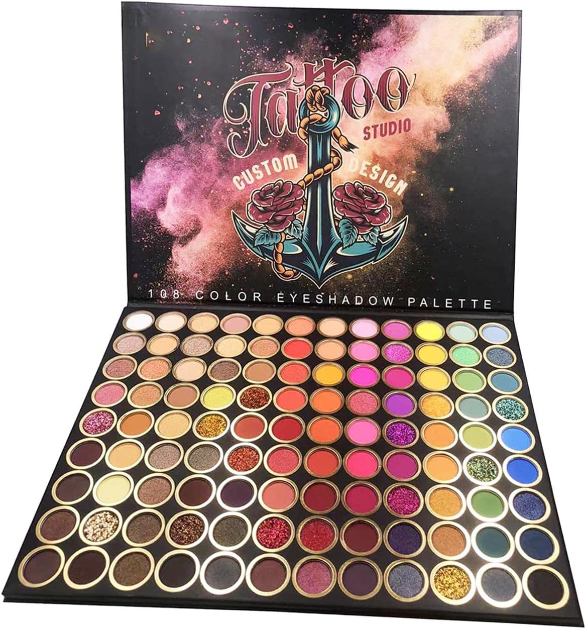 Highly Pigmented 108 Colors Eyeshadow Palette Velvet Texture Pearlescent Waterproof Sweatproof Glitter Warm Mild for Party image number 5