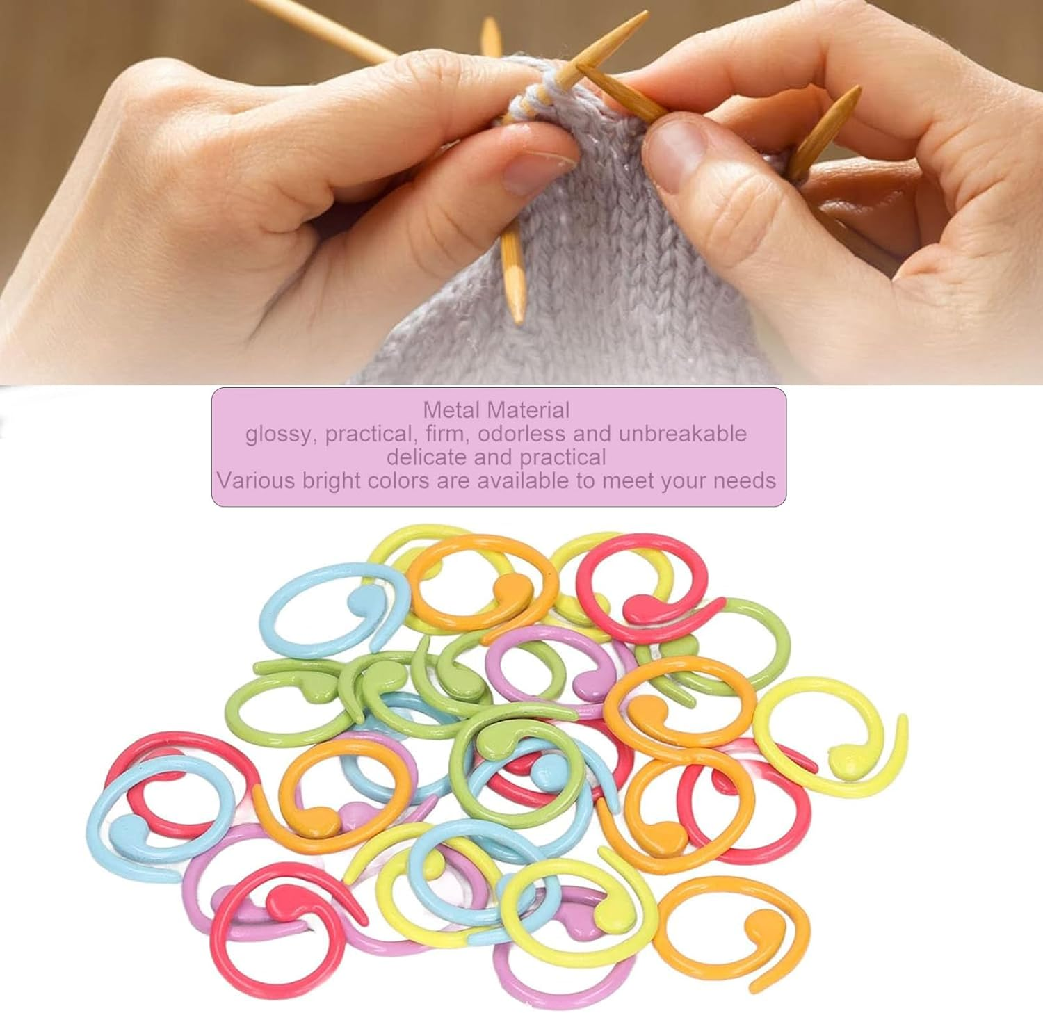 Stitch Marker Ring 20PCS Upgraded - Small Counter Stitch Markers Clip DIY Knitting Tools Crochet Locking Sewing Accessories Mixed Color Plastic Knit Counting Split Ring image number 6