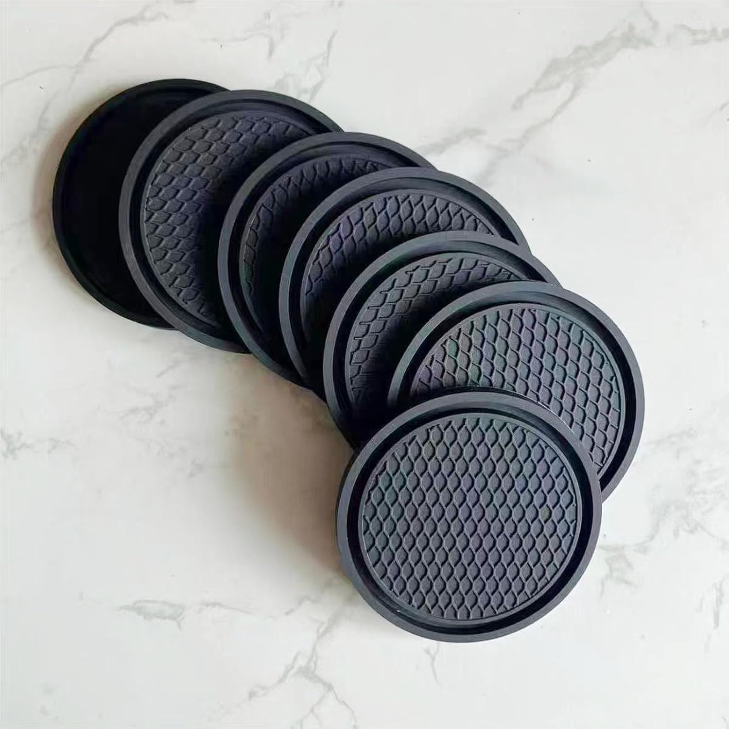 JDFHFGB 4 Pcs Car Cup Coasters,Non-Slip Silicone Cup Mats, Universal Fit for Vehicle Cup Holders,Anti-Spill Interior Car Accessories for Drinks (Black) image number 6