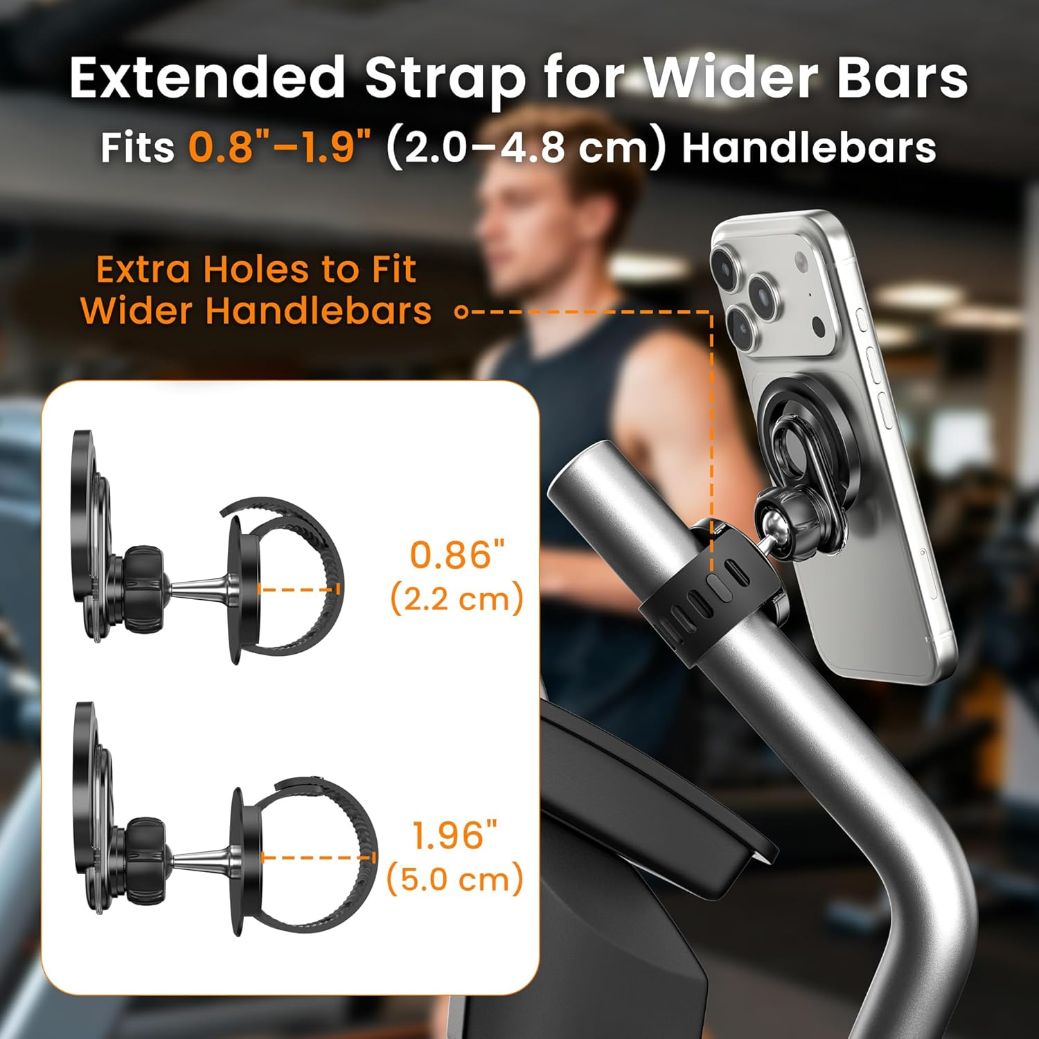 Itramax Stroller Phone Holder Mount,360&deg; Magnetic Phone Mount with Adjustable Strap,Gym Bike Handlebar Holder for Magsafe Iphone 17 16 15 14 13 12,Smartphones,Peloton,Treadmill,Pram,Shopping Golf Cart image number 2