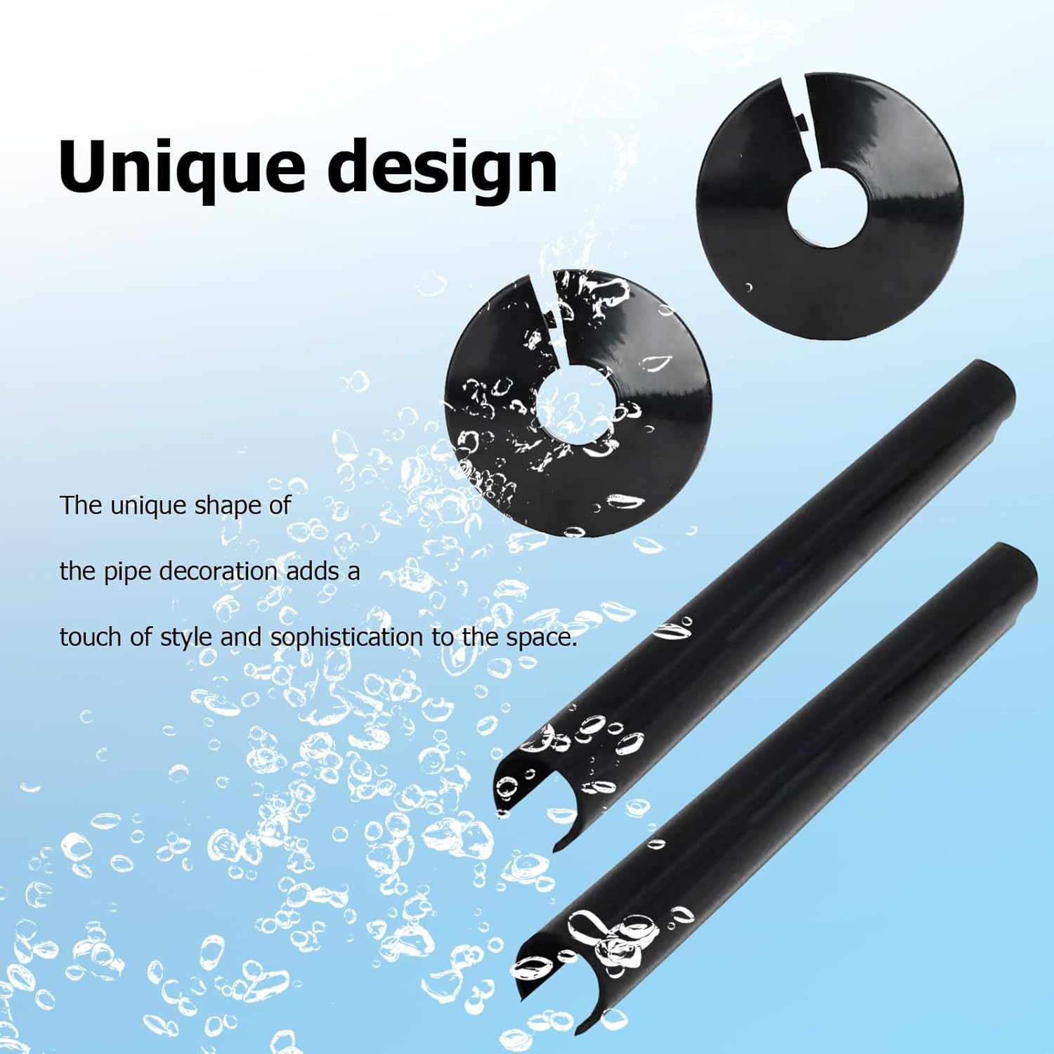 NAYAGOGO 4 Pcs Radiator Pipe Covers & Collars, Black Radiator Pipe Covers image number 5