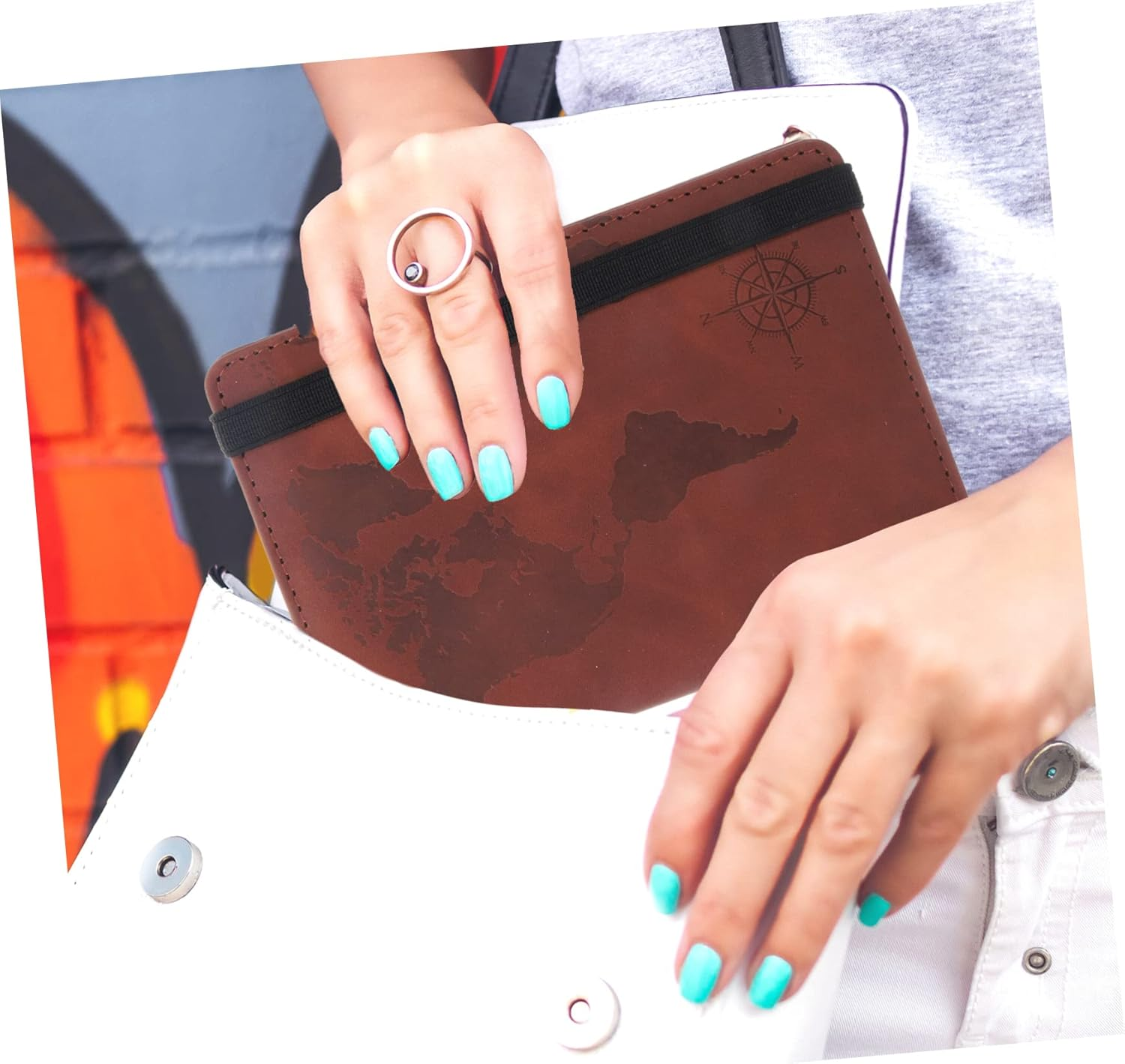 COSMEVIVI World Map Passport Holder Travel Passport Pouch Marble Pattern Id Card Employee Card Case image number 6