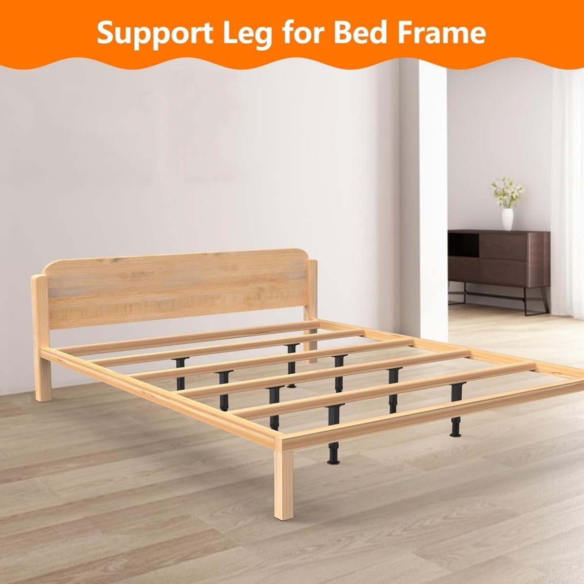 Adjustable Height Bed Legs Heavy Duty - 13.5-22 CM Frame Support Legs & Center Support for Mattress Foundation, Platform Base, Queen/King Size - Furniture Legs (4Pcs) image number 3