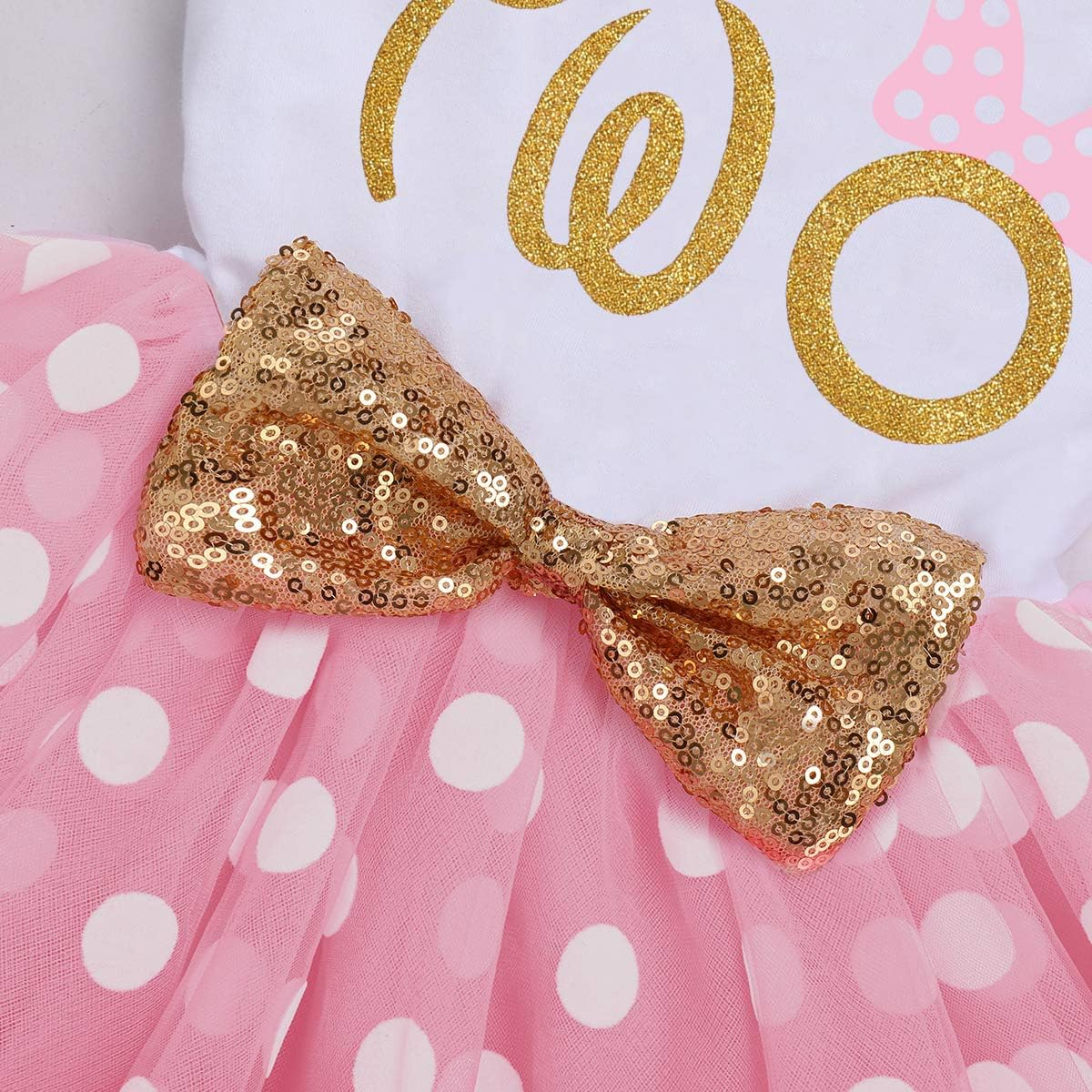 IMEKIS Baby Girls Mouse 1St 2Nd Birthday Dress Polka Dots Tulle Tutu Cake Smash Summer Party Photo Props image number 4