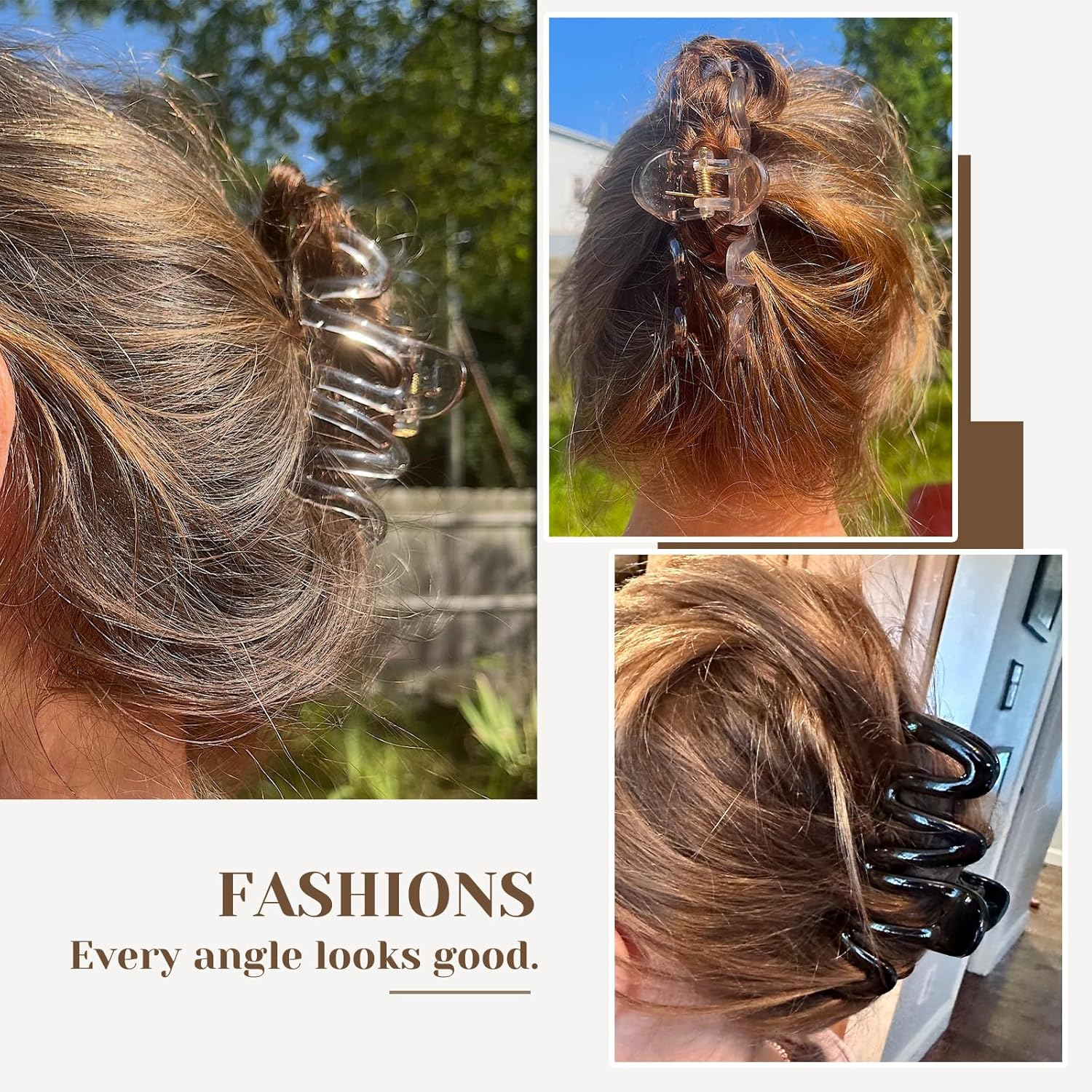 Calkkrer Pack of 4 Wave Hair Clips for Women, Large Duck Beak Hair Clips, Flat and Non-Slip, Hair Accessories for Thick Hair, Cute Hair Clips image number 6