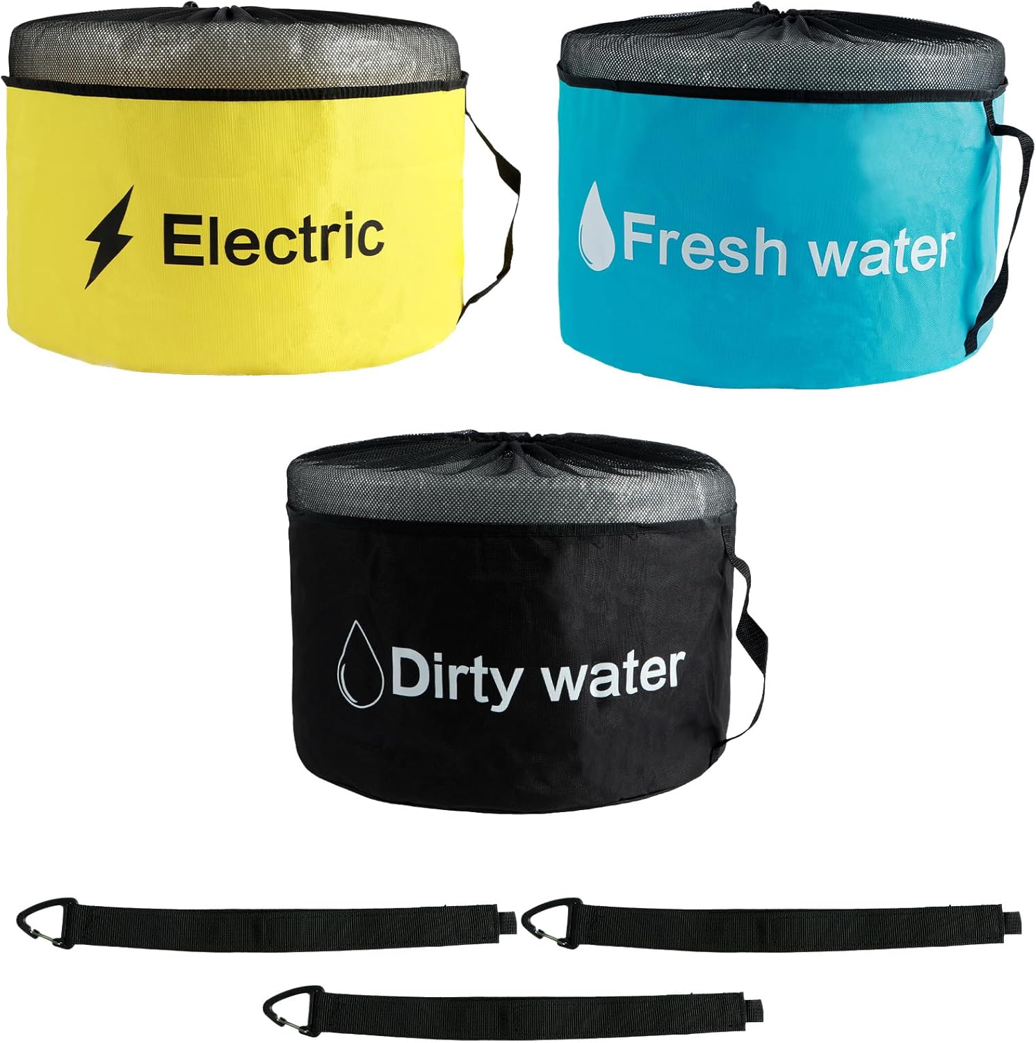 Fxvhojq 3/4Pcs RV Hose Storage Bags with Mesh Top Waterproof RV Utility Bag Multifunctional RV Accessories Storage Bags with Straps Large Sewer Hose Bag for Fresh/Black Water Hoses Electrical Cords