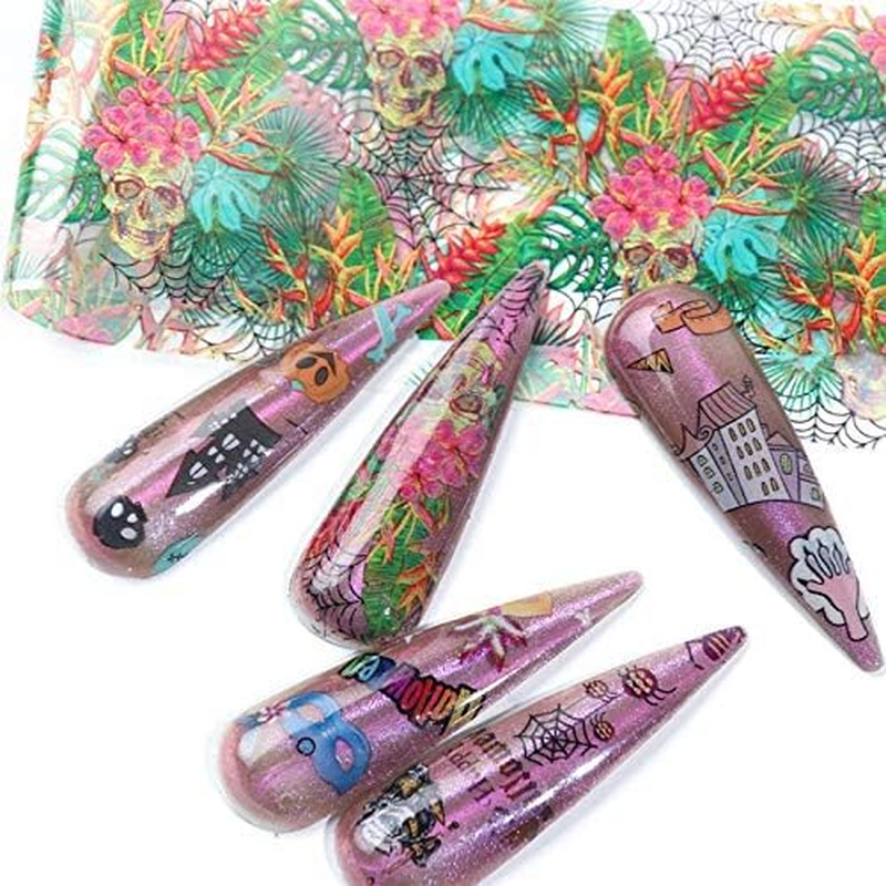 10Pcs Halloween Style Nail Sticker Decal DIY Nail Art Sticker Decoration Supplies 20Cmx4Cm Zhengpingpai