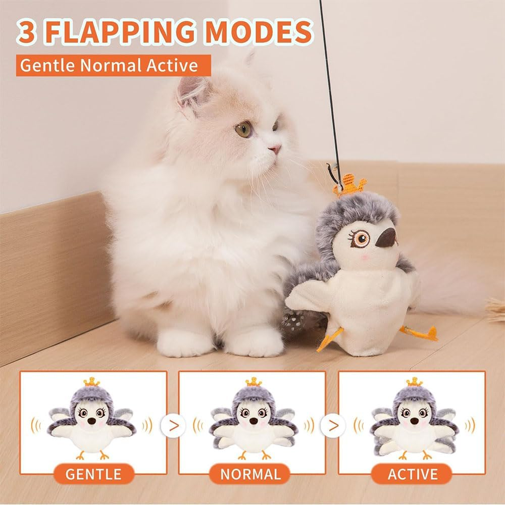 Piper Tomi Interactive Cat Toy - Touch Activated Chirping Bird with Flapping Wings - Kitten Toy with Remote (2Pcs) image number 5