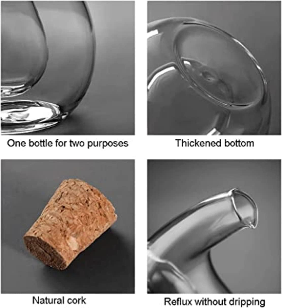 DDMMQS Olive Oil and Vinegar Dispenser Bottle for Kitchen 2 in 1 Glass Oil and Vinegar Dispenser, Double Glass Oil Dispenser Container for Kitchen Cooking image number 2