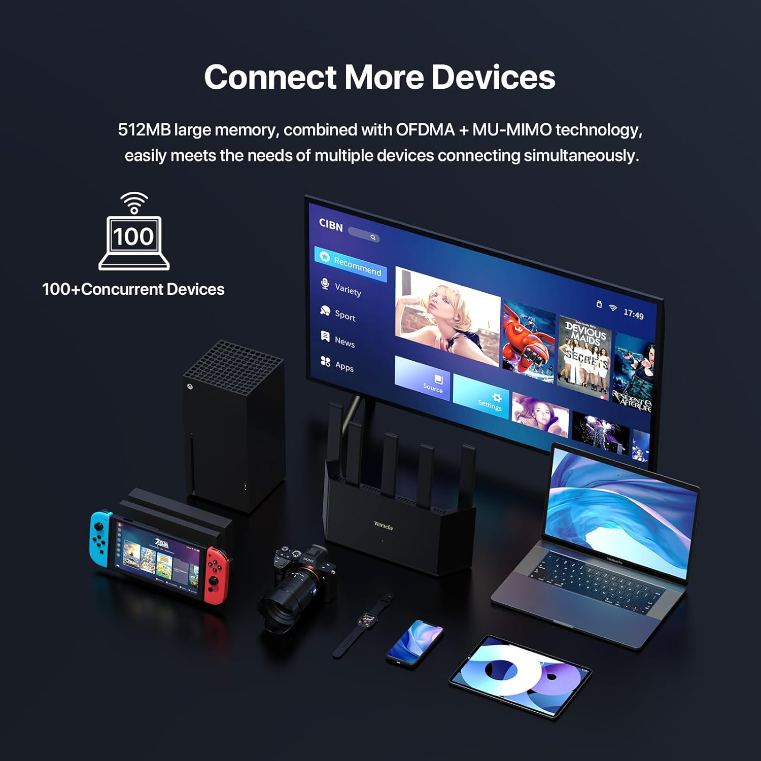 Tenda BE5100 Wi-Fi 7 Router &ndash; Dual Band Gigabit Router for Wireless Internet, 1X2.5G + 3X1G Ports, VPN, MLO, NFC, Easy Setup, Parental Control, Access Point Mode, Vertical Design (RE6L Pro) image number 6