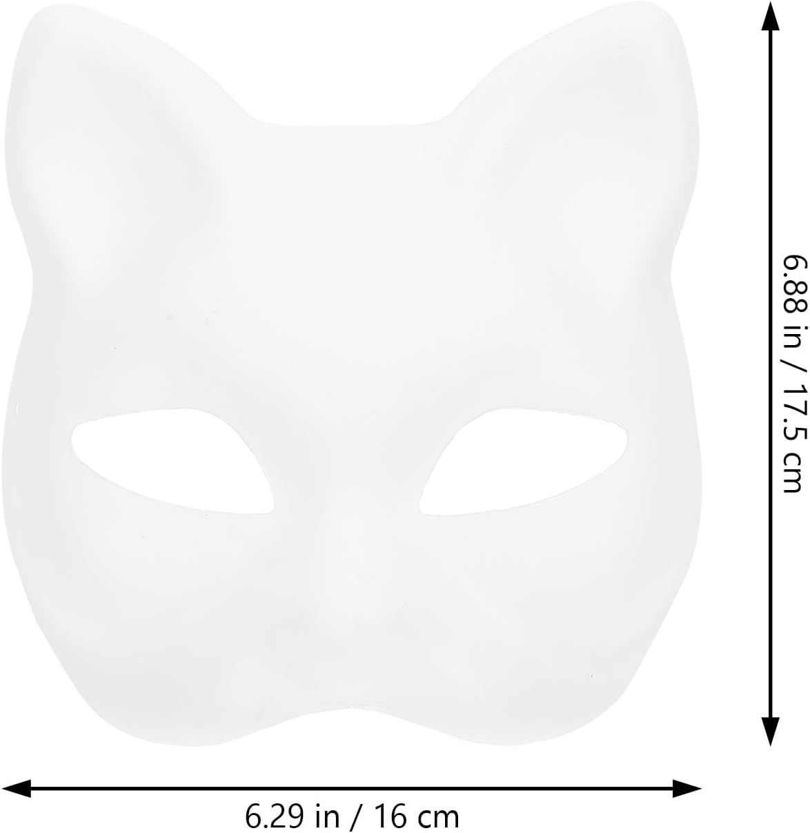 Diy Paper Mask 10Pcs Cat Mask Fox Mask Unpainted Masquerade Mask Paper Mache Mask White Craft Mask Pulp Blank Paintable Mask for Easter Costume image number 6