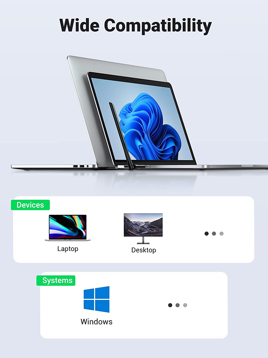 UGREEN 90339 AC650 High-Gain Dual Band Wireless USB Adapter