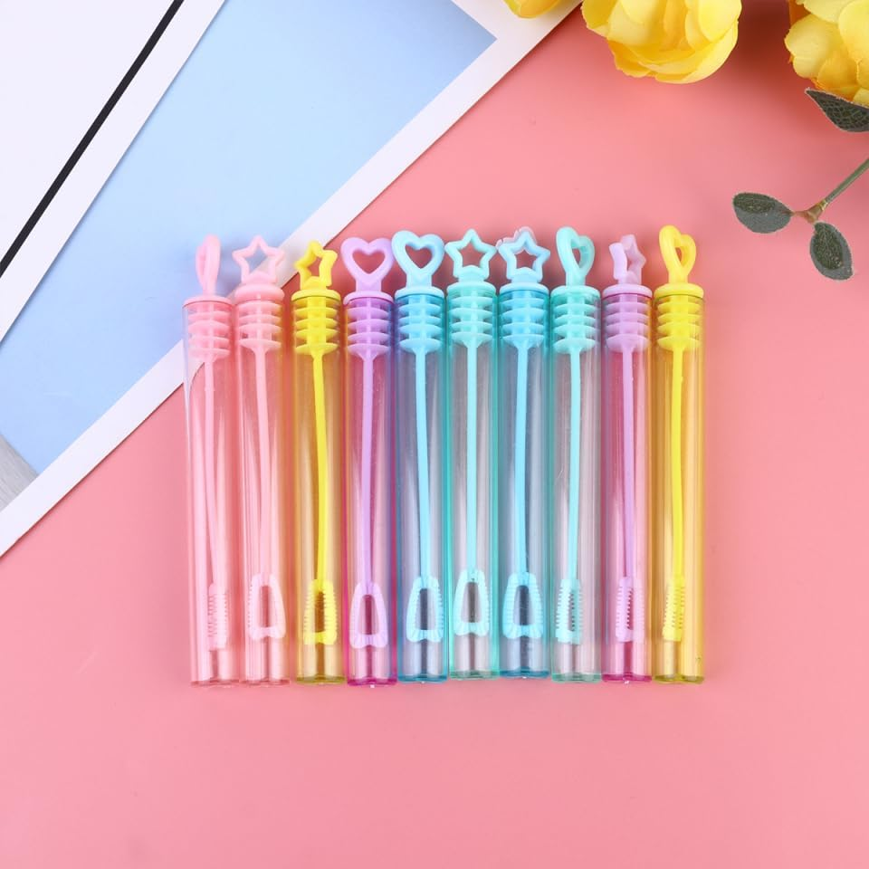 Alipis 30Pcs Assorted Color Mini Bubble Wands - Heart & Star Shaped Empty Bottles for Party Favors, Weddings, Birthdays, Outdoor Events - Random Color image number 5