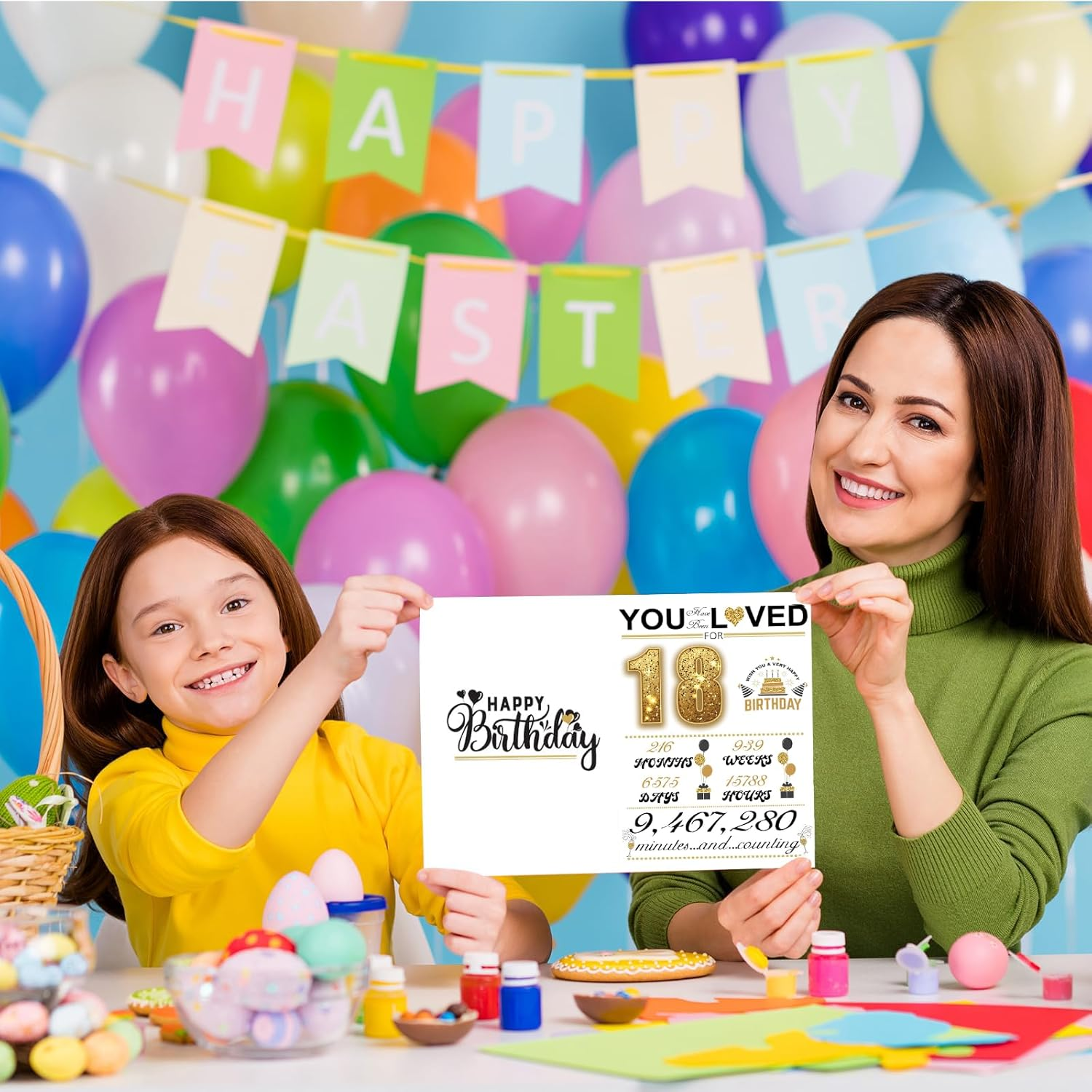 AIQIUQIU 18Th Birthday Card for Boys Girls, Funny Greeting Card with Several Important Time (Years/Months/Weeks/Days/Hours/Minutes), Party Decor Supply Ideas Birthday Card for Him or Her, Gold image number 2