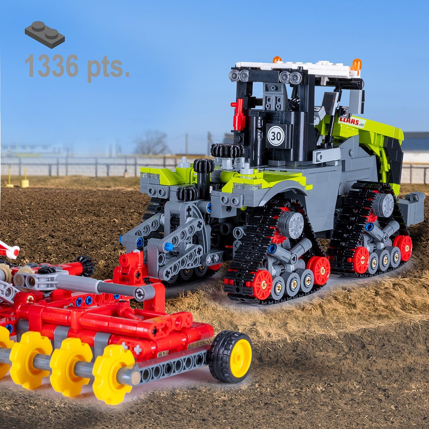 JAMARA 402856 CADA Claas Xerion 5000 Trac TS 1:32 Bricks, Children'S Agriculture Toy from 8 Years, Technology for Boys, Clamping Building Blocks Set, Gift Idea for Children, Detailed