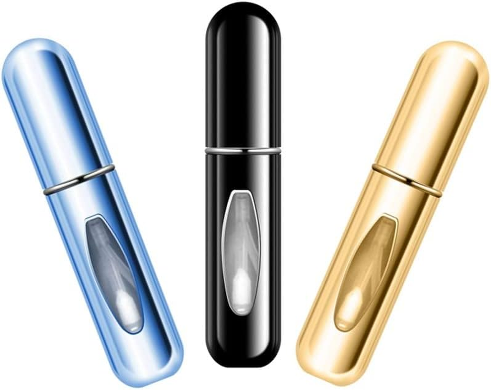 HINNASWA Portable Mini Refillable Perfume Empty Spray Bottle Atomizer Bottom Refill Pump Case for Traveling and Outgoing 3 Pcs Pack of 5Ml (Purple, Pink, Silver)