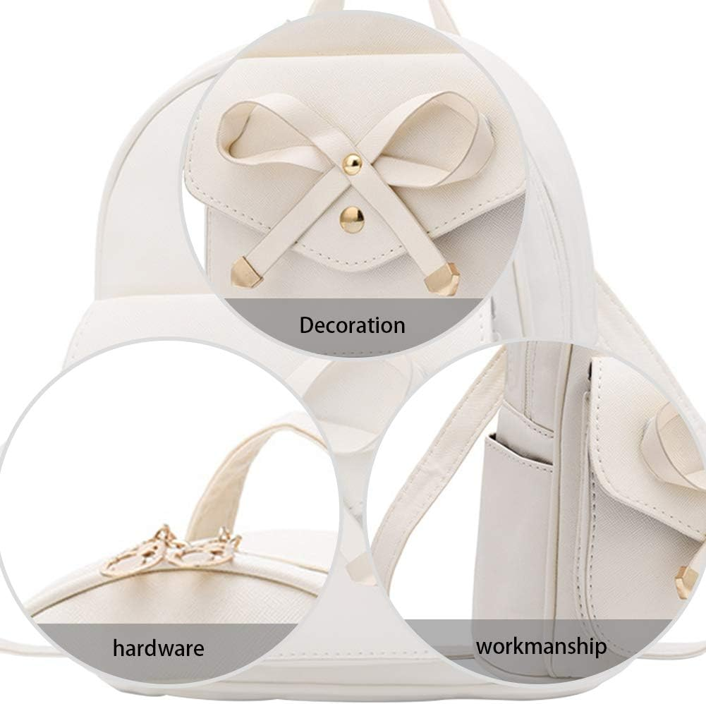 Girls Bowknot Cute Leather Backpack Mini Backpack Purse for Women image number 3