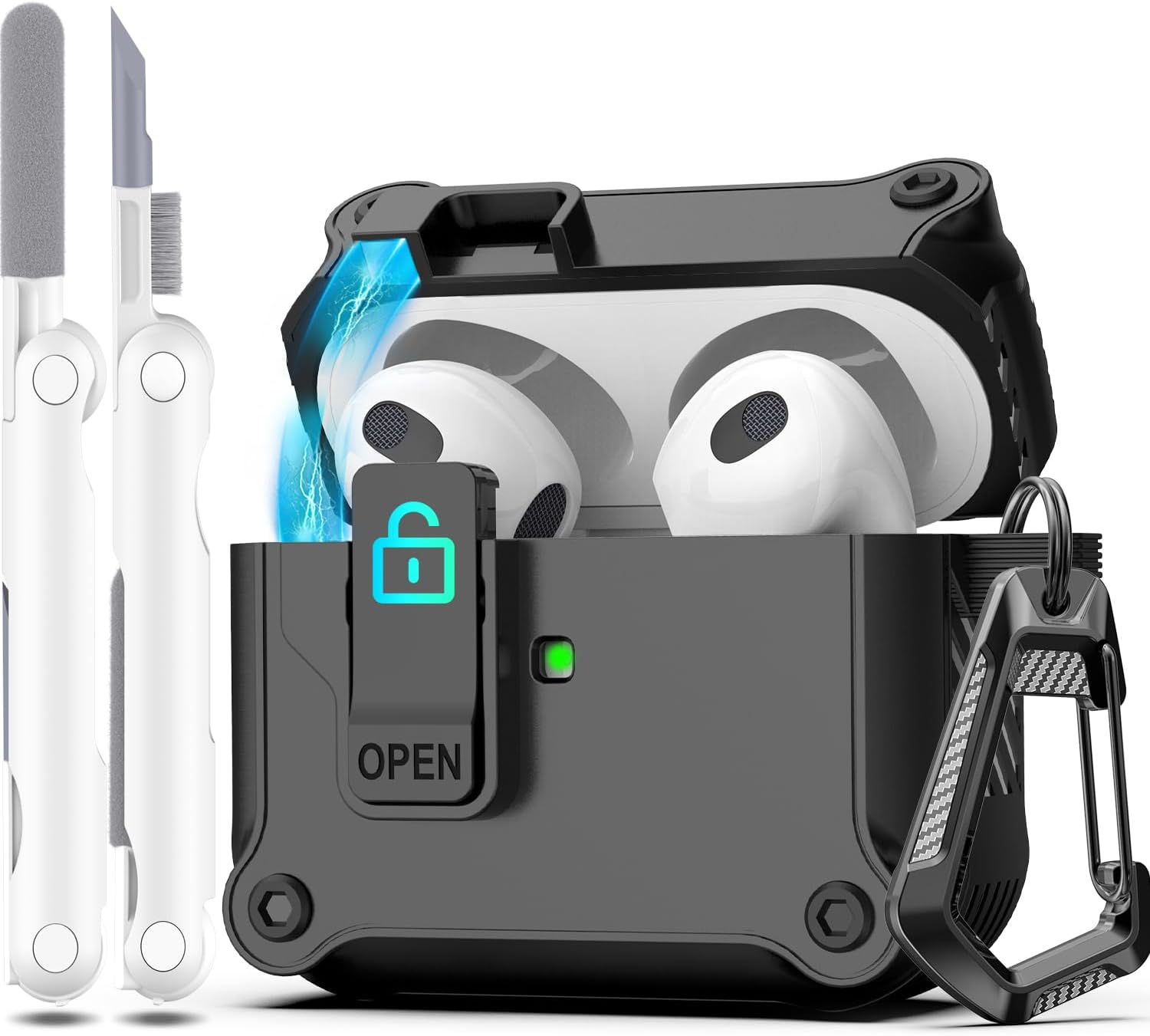 R-Fun for Airpods Pro 3 Case (2025) Cover with Cleaning Kit, Military-Grade Heavy-Duty Drop-Resistant with Auto Pop-Up Lid for Airpods Pro 3Rd Generation 2025 USB-C Charging Case, Red