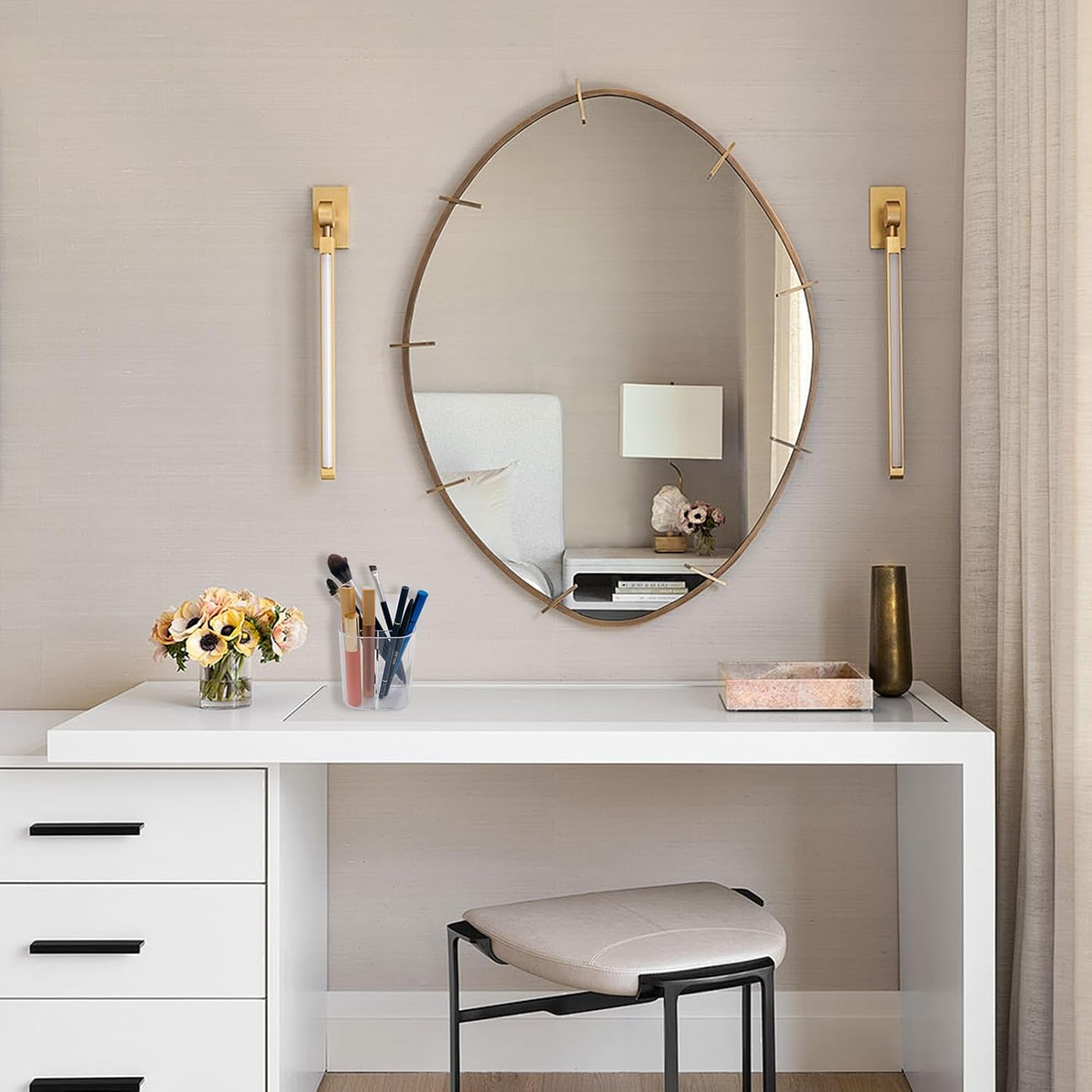 Acrylic Clear 3 Slots Pencil Pen Holder for Desk, Desktop Makeup Brush Storage Organizer Pen Cup Stand for Office School Home image number 2