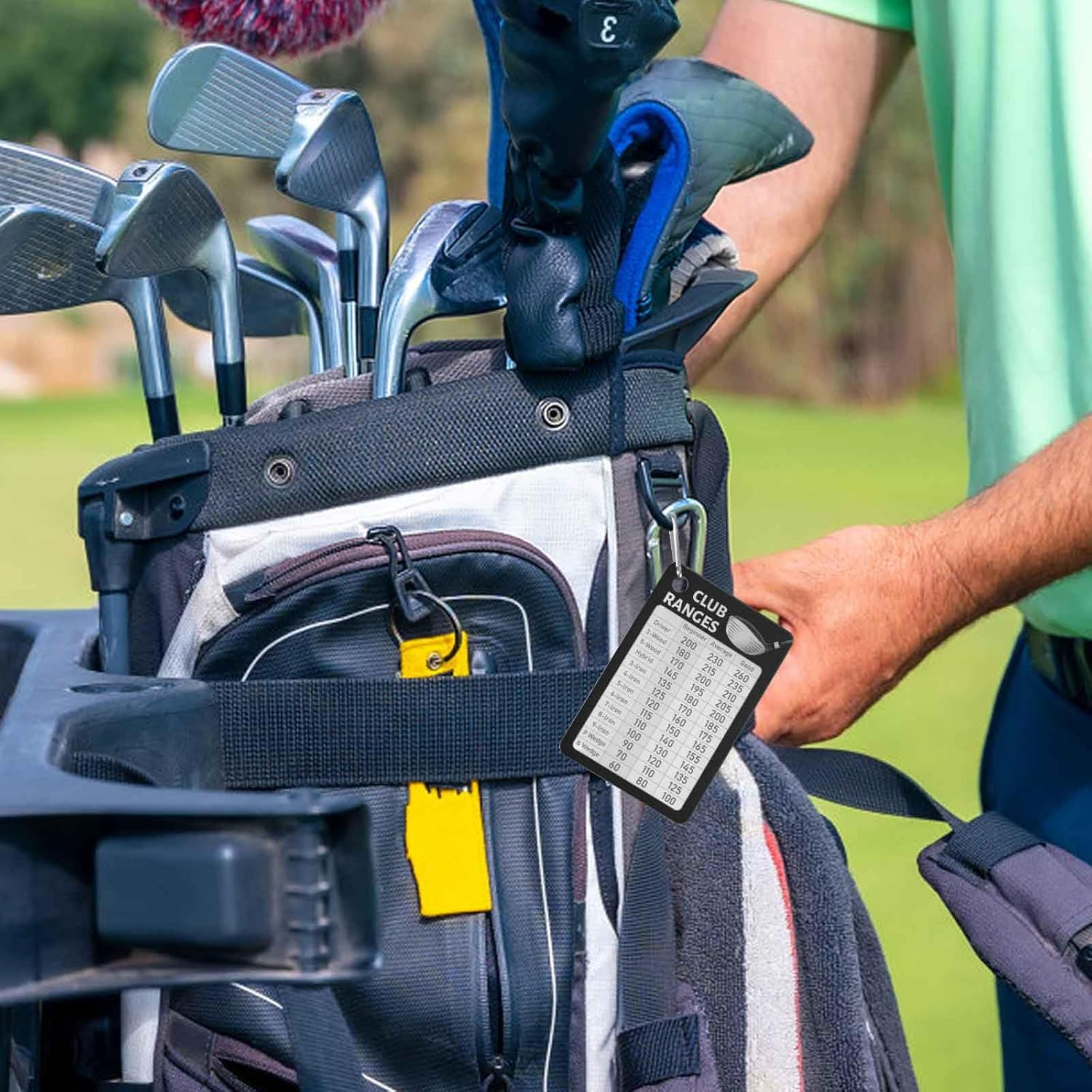 BOXOB Golf Club Range Chart Card, Black Golf Distance Map Golf Yardage Card Golf Range Chart Card Golf Club Rules Card Golf Club Bag Accessories Golf Essentials Accessories for Men image number 5