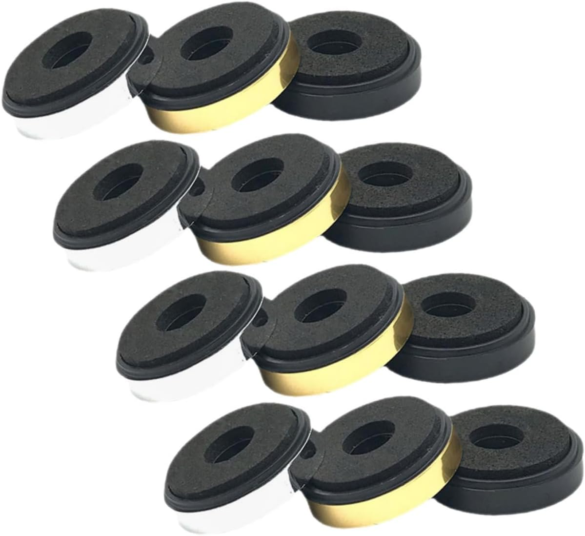 PHENOFICE 12Pcs Speaker Isolation Feet Pads Vibration Damper Speaker Spikes Floor Protector for Audio Amplifier Subwoofer Stand with Gold, Silver and Black Colors for Home Theater and Hifi Systems image number 1