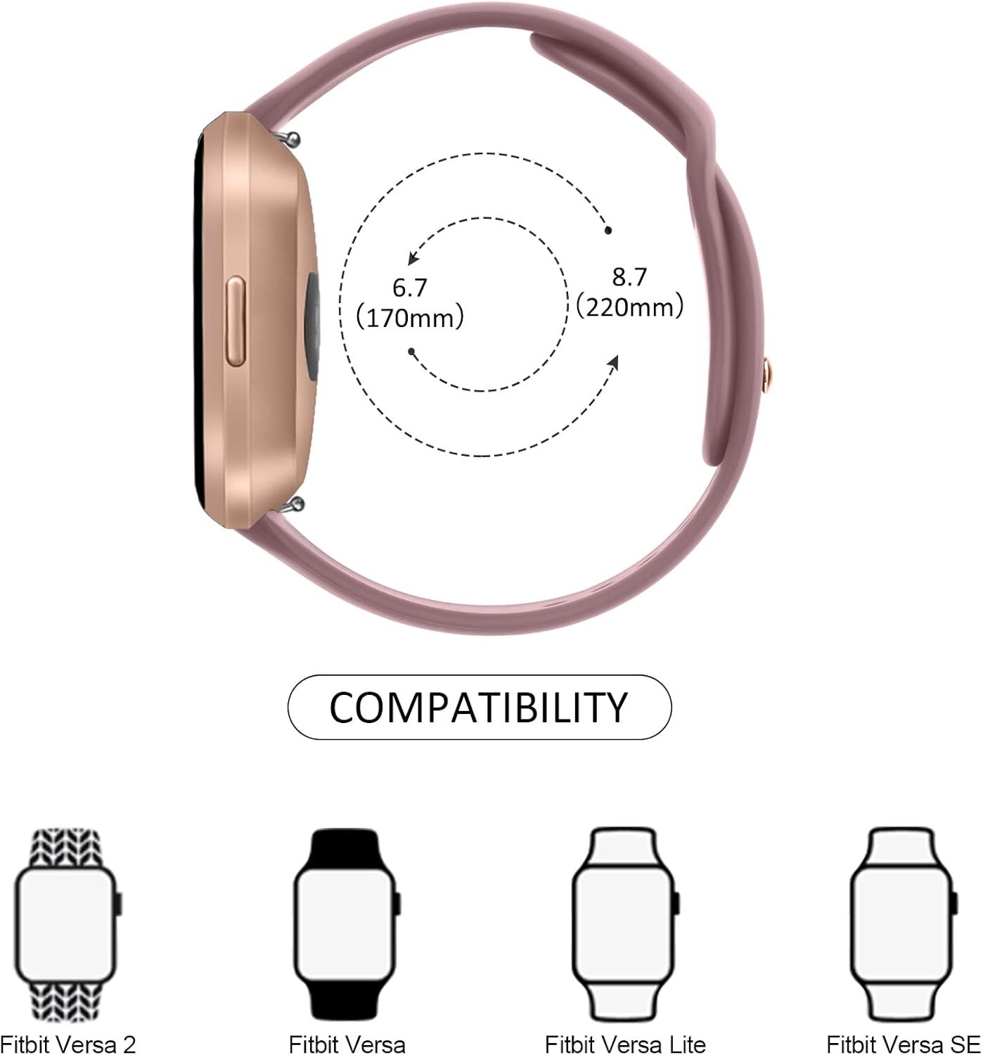 Sport Band for Fitbit Versa 2 / Fitbit Vesra Bands Women Men, Soft Silicone Sport Straps Replacement Wristbands Compatible with Fitbit Versa 2 / Fitbit Versa/Versa Lite/Versa SE Smart Watch image number 2