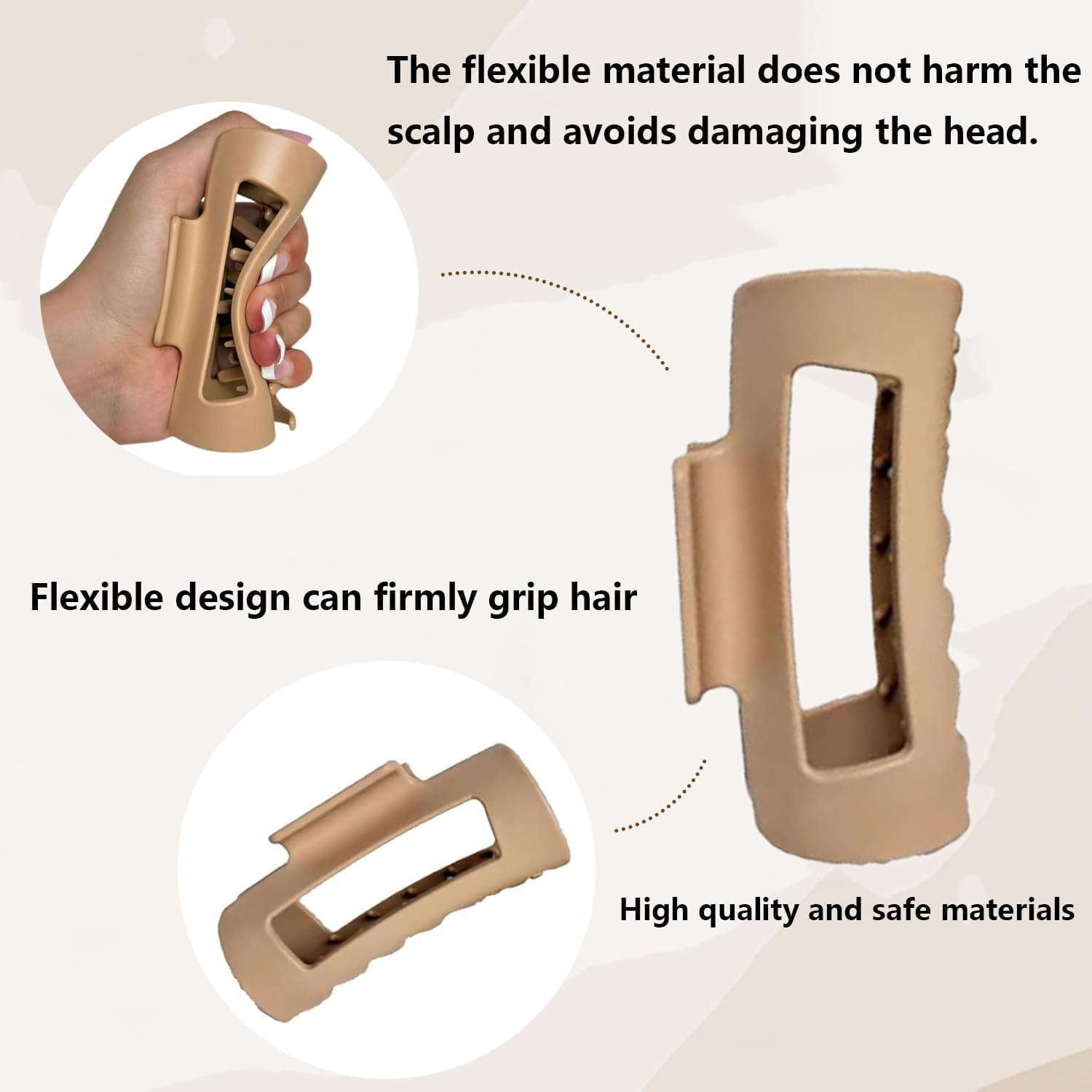 4Pcs Cloud Claw Clips, Soft & Flexible Cozy Claw Clip, Flexible Claw Clip, Ponytail Hairpins for Thick or Fine Hair, Beauty Accessory for Women & Girls image number 5