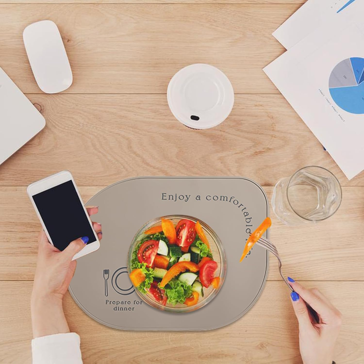 2-Pack Silicone Placemats, Non-Slip, Oil & Water Proof, Heat & Stain Resistant, Easy to Clean, Durable & Versatile (Grey) image number 2