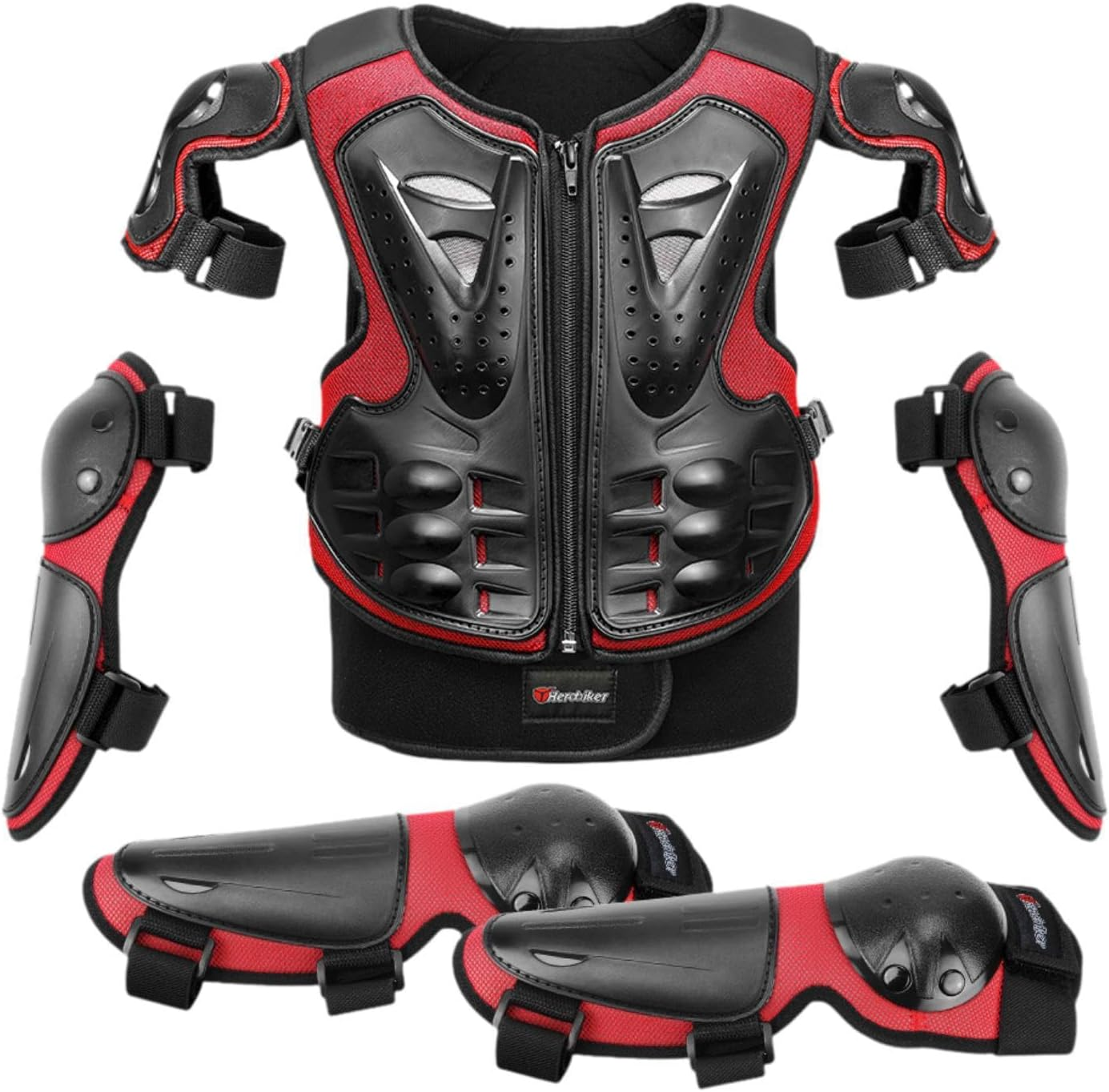 Qcchieus Kids Motorcycle Guard Suit Dirt Bike Gear Comfortable Chest Spine Back Protector with Elbow Knee Pads for Skateboard - Black image number 6