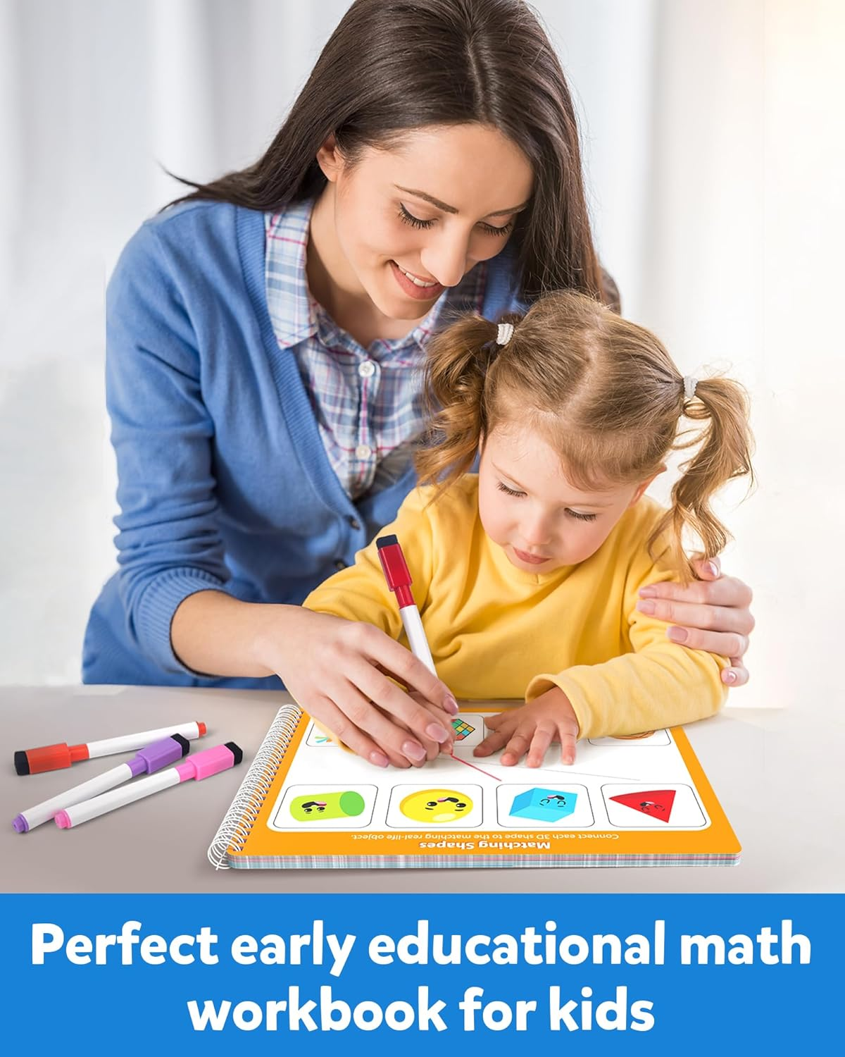 Coogam Math Learning Game Workbook for Counting Skills, Dry-Erase Number Tracing Handwriting Practice, Math Addition and Subtraction, Educational Travel Car Activities Gift Toy for Kids Age 3-8 image number 4