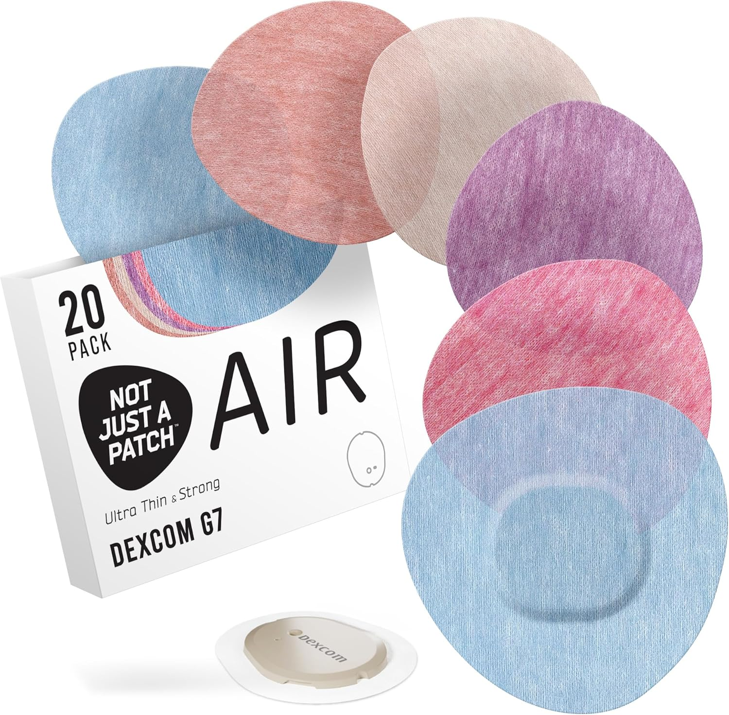 Not Just a Patch Air Dexcom G7 Adhesive Patches (20 Pack) - Strong and Light Stelo CGM & Dexcom G7 over Patches with Ultra-Hold 14 Day Adhesion, Durable Sensor Covers - Beige