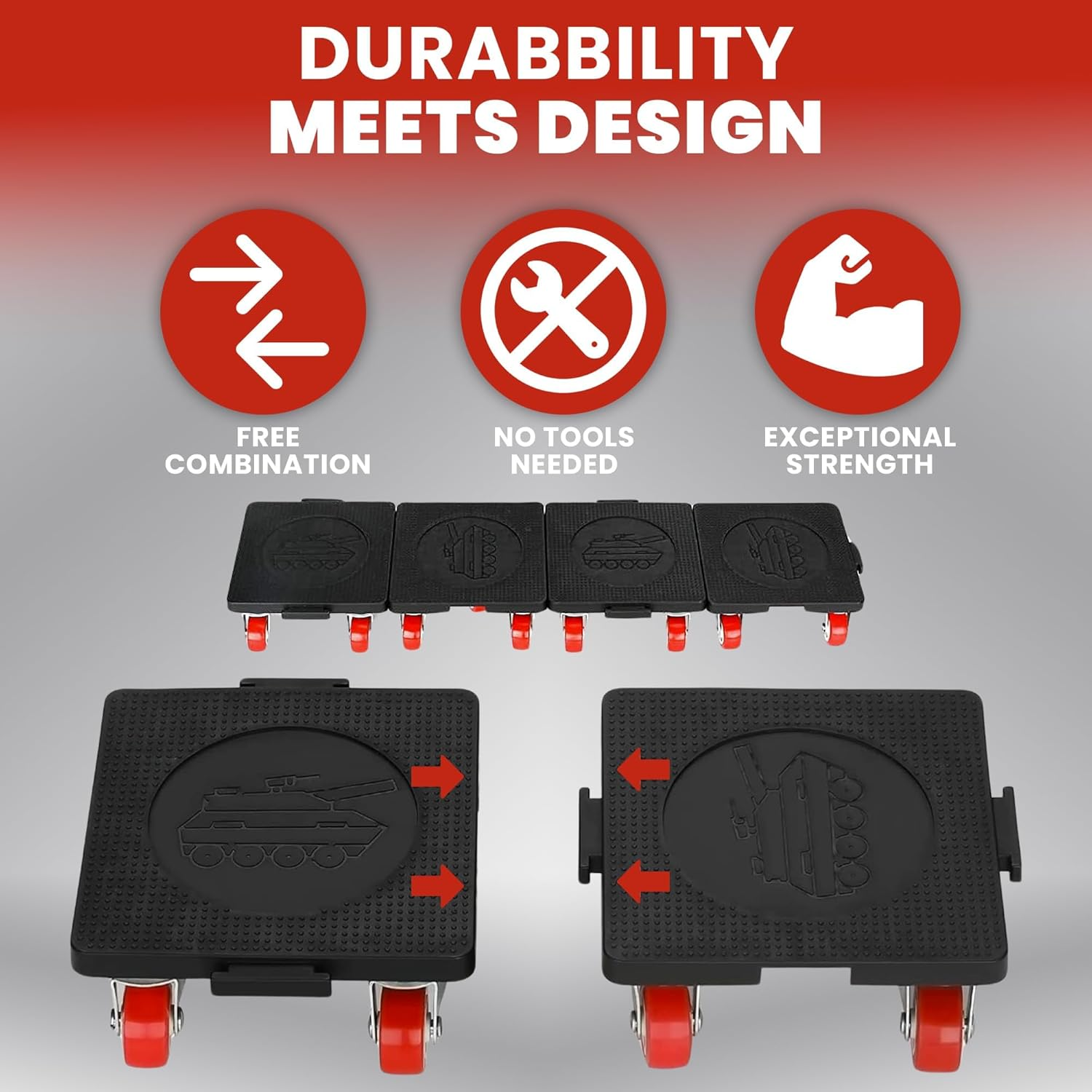 Minexiaojia Furniture Dolly, Furniture Movers with 4 Wheels, Anti-Slip Groove Design Moving Dolly for Heavy Objects with Legs, 1500Lbs Capacity Lift Mover Tool Set for Moving Piano,Home Appliances image number 1