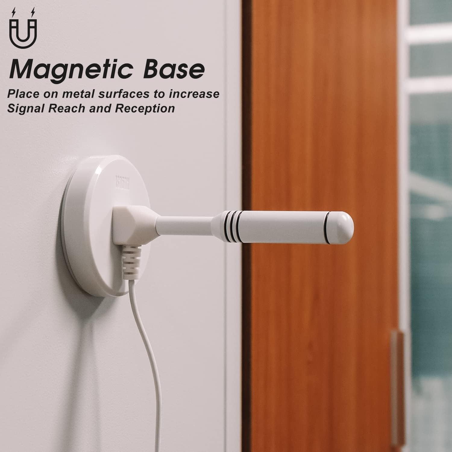 August DTA240 Freeview Indoor TV Aerial High Gain HD Portable Indoor Outdoor Digital Freeview TV Antenna for USB TV Tuner/Dvb-T Television/Dab Radio/Sd / 4K - with Magnetic Base [White]