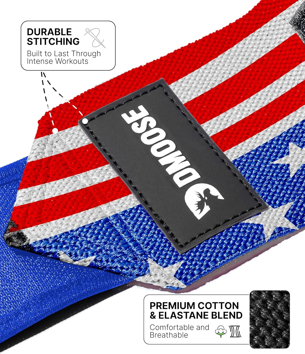 Dmoose Wrist Wraps, Avoid Injury and Maximize Grip with Thumb Loop, 18" or 12" Gym Straps Pair, Wrist Straps for Weightlifting, Powerlifting, Bench Press, Bodybuilding, Deadlift Straps for Men & Women image number 6