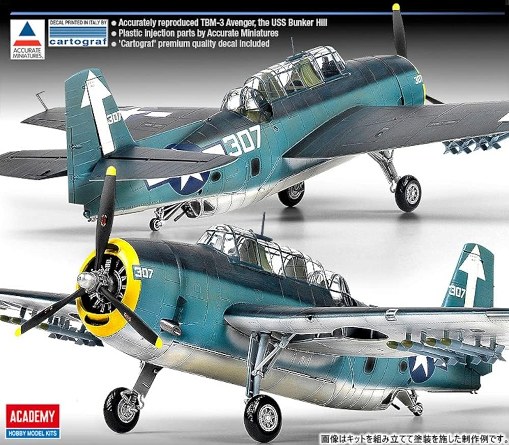 Academy 1/48 Scale TBM-3 "USS Bunker Hill Avenger Plastic Model Kit image number 5