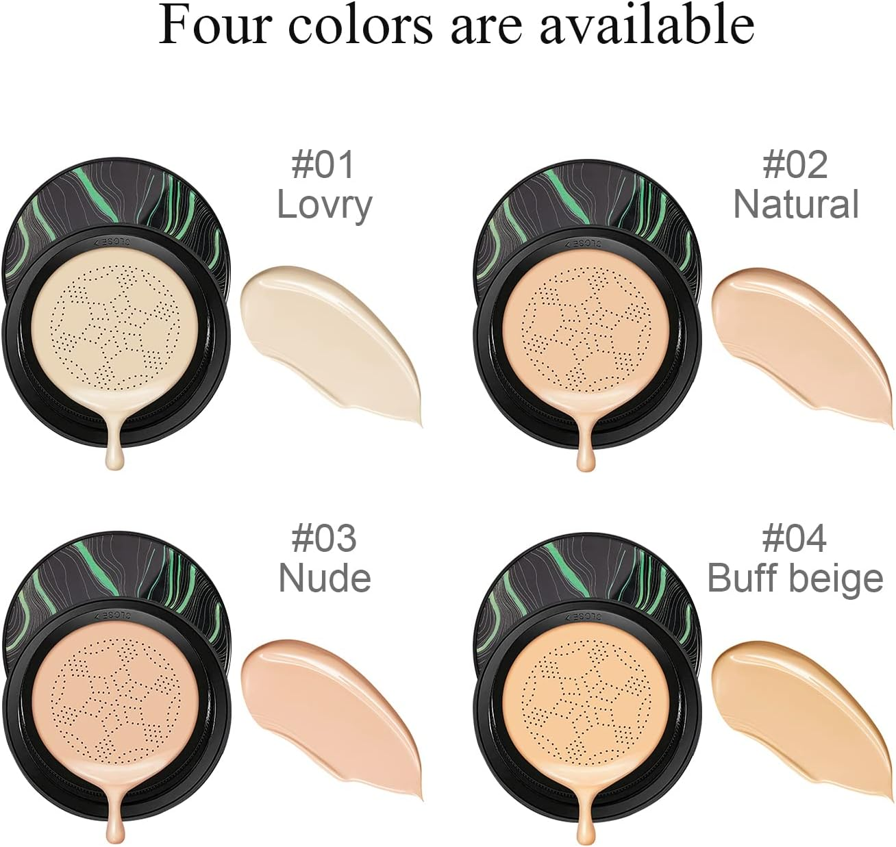 Air Cushion CC Cream Mushroom Head Foundation Makeup, BB Cream Face Makeup Foundation for Mature Skin, Moisturizing Natural Coverage, Tattoo Cover Up, Even Skin Tone for All Skin Types (2PCS Ivory) - 2Pcs Buff Beige image number 2