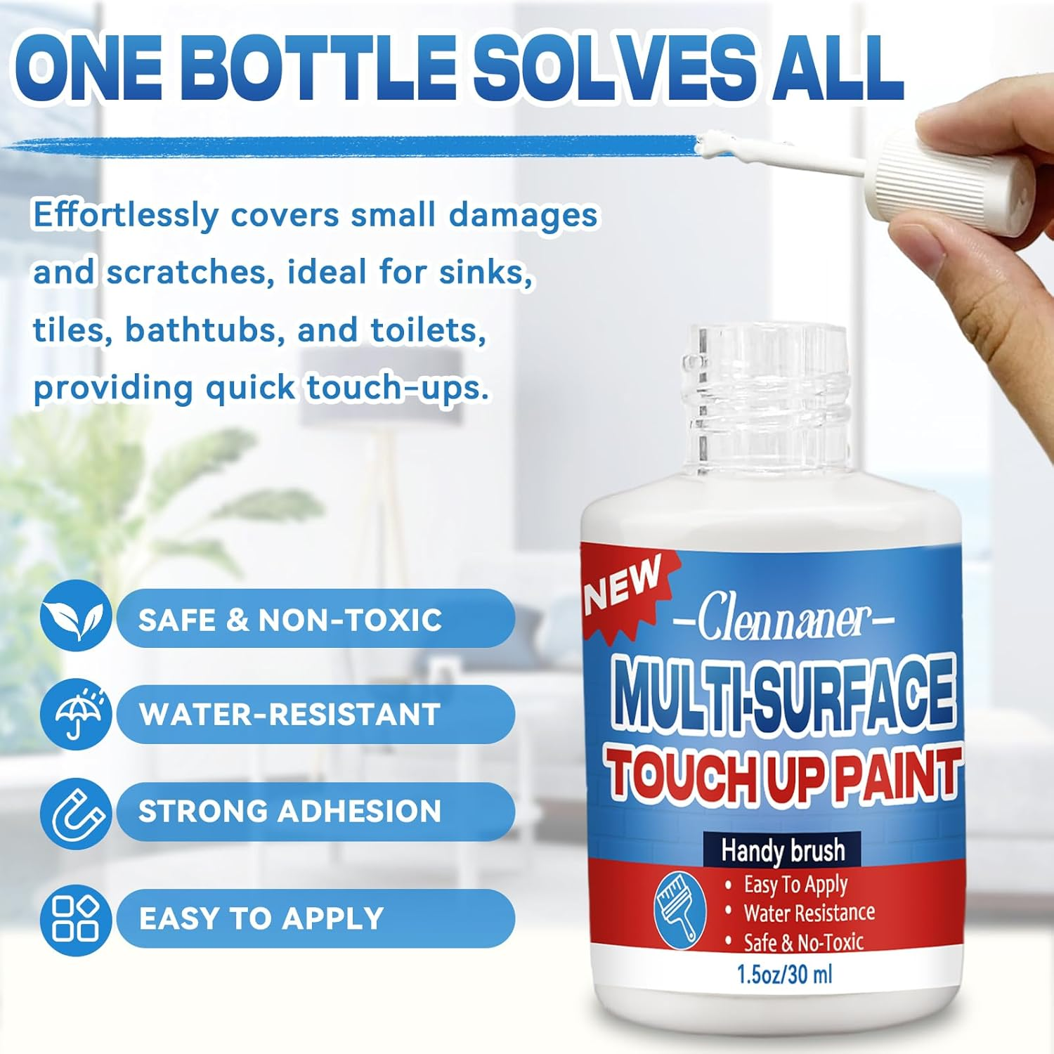 White Touch up Paint, 2Pack Semi Gloss White Wall Paints, Appliance Kitchen Cabinet Bathtub Paints for Wall, Multi Surface Touch up Paint Pen, for Enamel Porcelain Door Furniture Chips Scratches image number 2