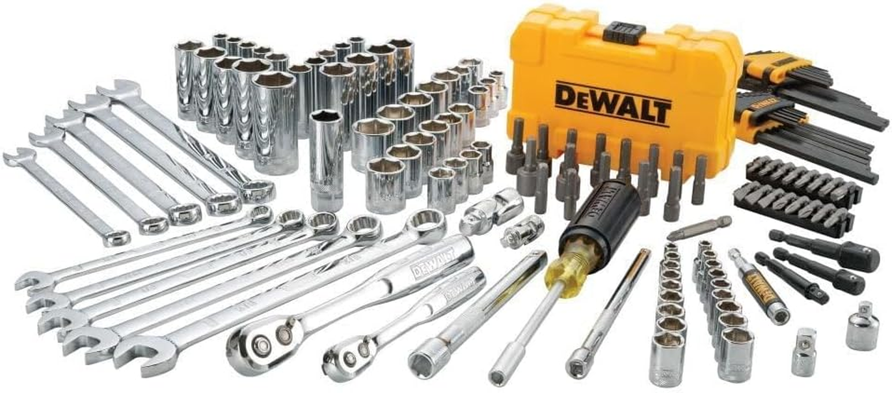 DEWALT Mechanics Tools Kit and Socket Set, 1/4" & 3/8" Drive, SAE, 108-Piece (DWMT73801)