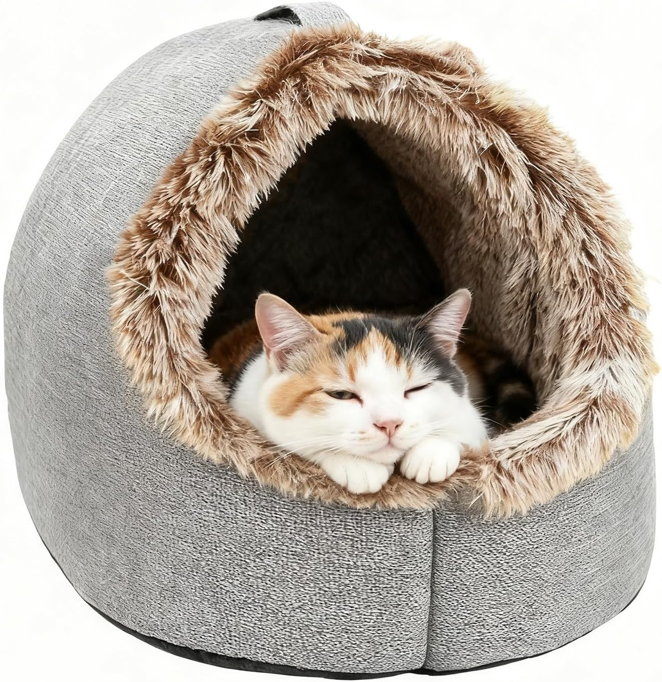 Cat Cave Bed, 40&times;34&times;32 Cm Soft Cat Bed House with Removable Washable Cushion, Foldable Portable Pet Beds, Enclosed Cats Beds for for Indoor Cats, Comfortable Pet Sleeping Cave for Kittens, Dogs