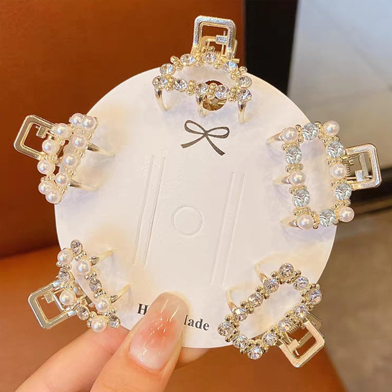 BSITSSS 5 Pcs Mini Gold Claw Clips, Crystal Rhinestone Small Hair Claw Clips, Non-Slip Ages & Hair Types, 5 Count image number 3