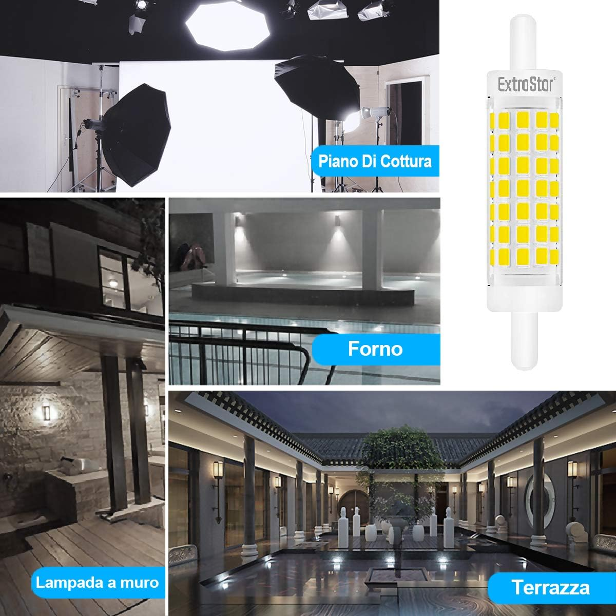 EXTRASTAR R7S LED Non-Dimmable 5 W 78 Mm LED Bulb with Double Linear Effect 6500 K Equivalent to 40 W, 500 Lm, Pack of 2 (Pack of 1) Cool White image number 2