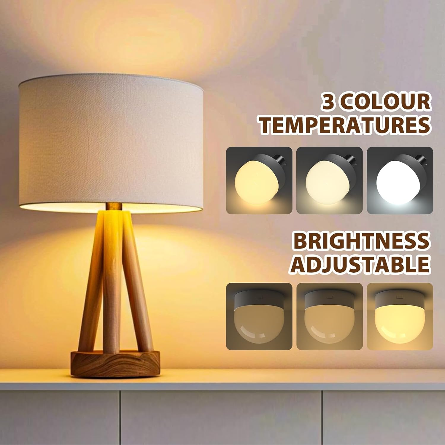 LED Light Bulbs,Remote Control,40W Equivalent,300Lumens,B22 Detachable Charging,3 Timers,5 Dimmers,Led Emergency Puck Lamp, Type-C Charging